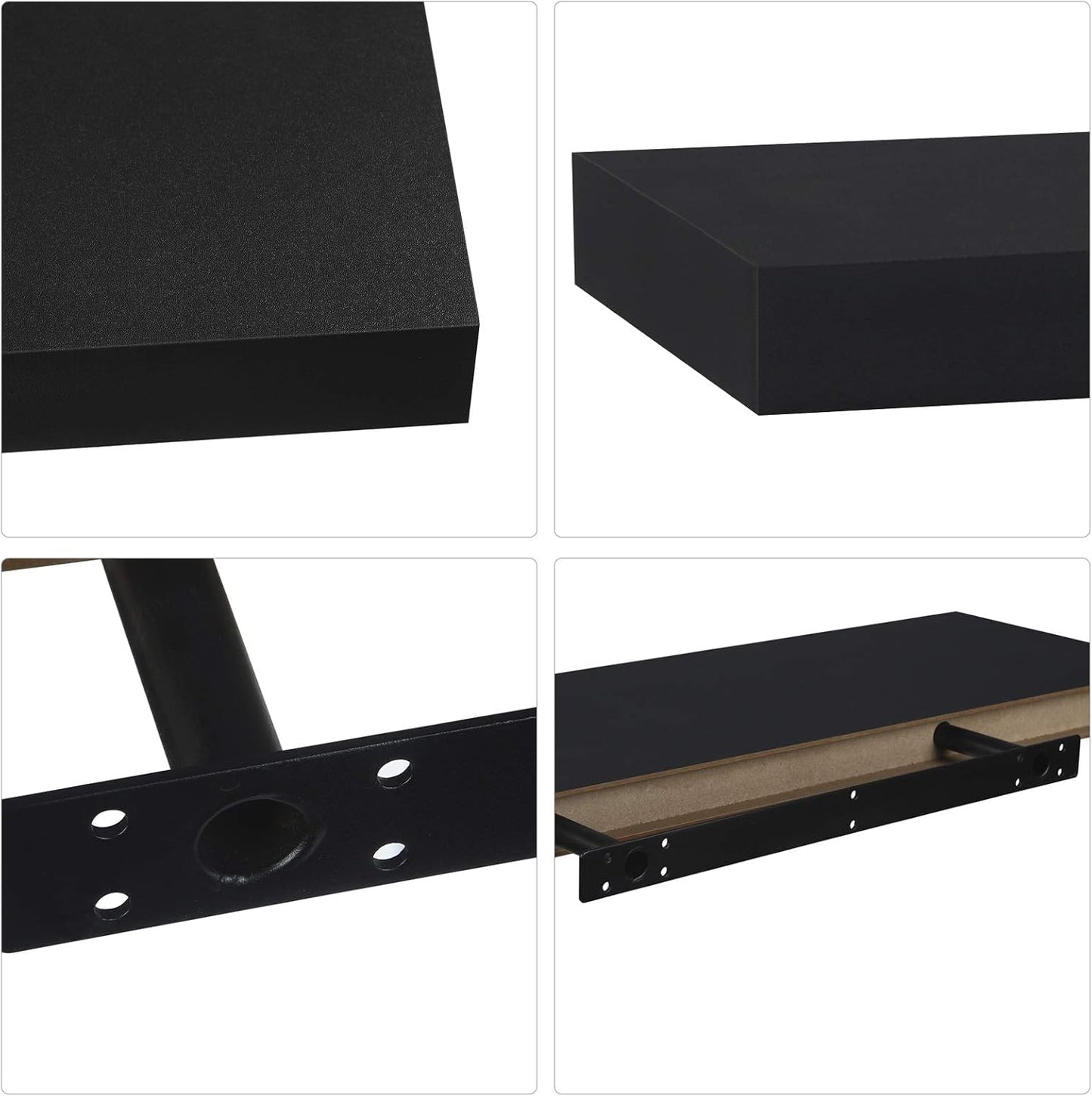 eSituro SWS0260 étagère murale flottante - étagère murale - MDF noir mat - 40 x 23 x 3,8 cm - capacité de charge 10 kg