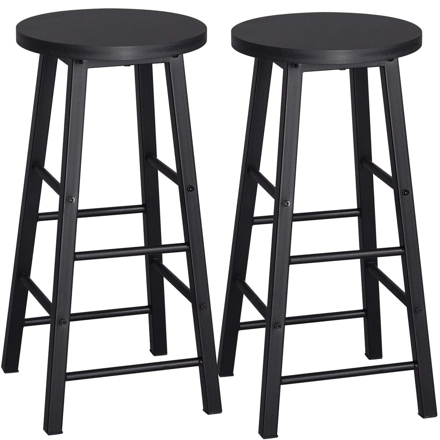 WOLTU BH130sz-2 - Lot de 2 tabourets de bar - Noir - Hauteur d'assise 71 cm avec repose-pieds