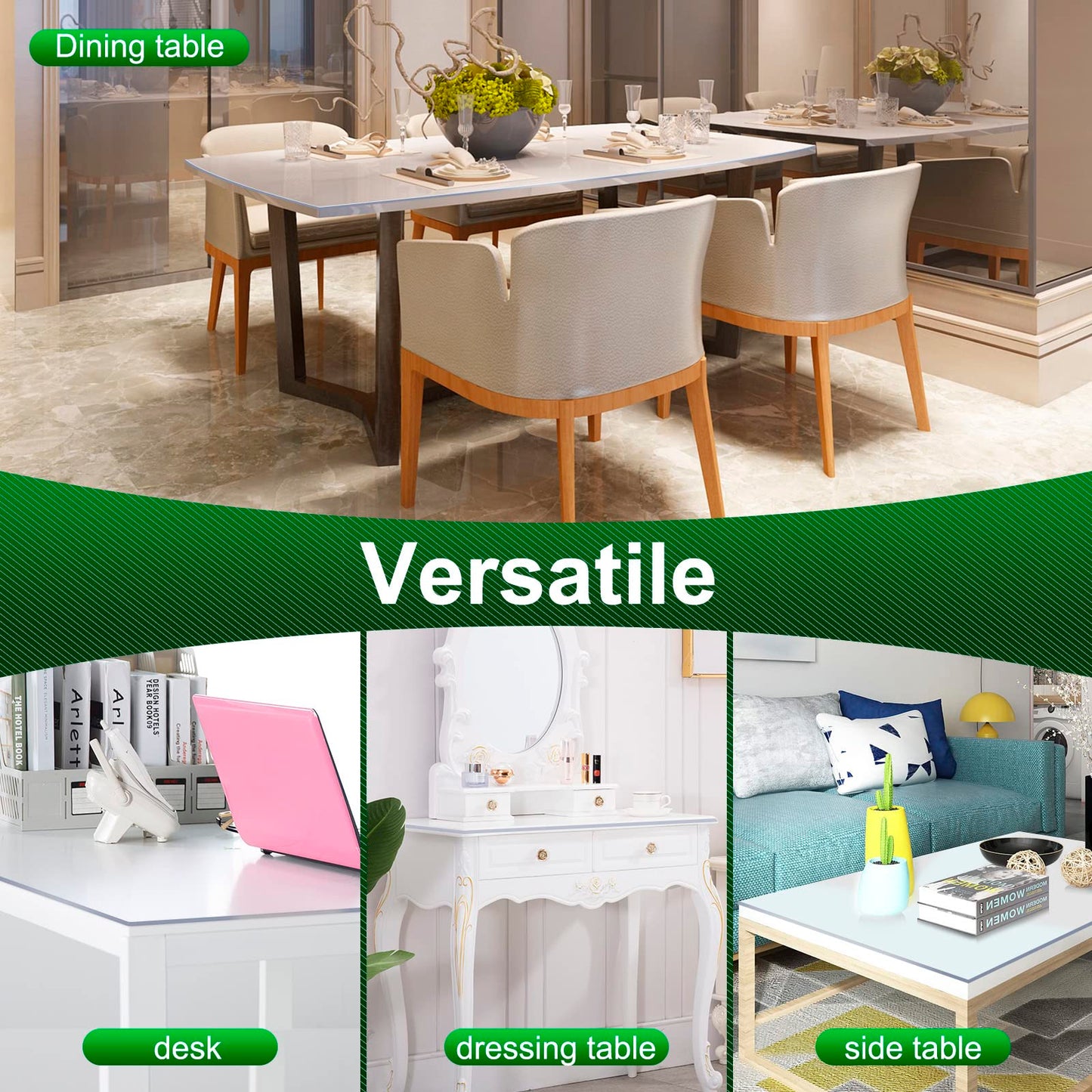 Film protecteur de table transparent WOLTU - PVC 2 mm - 100 x 200 cm - imperméable et résistant à la chaleur jusqu'à 80 C