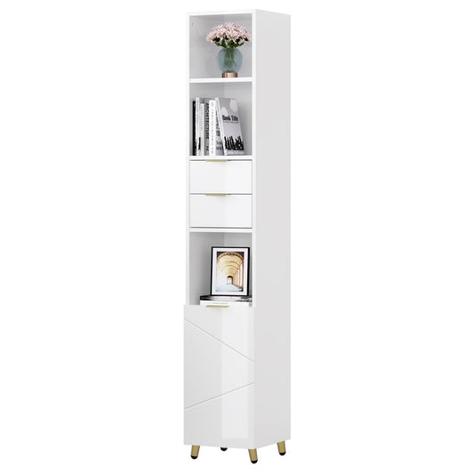 EUGAD armoire haute de salle de bain - blanc brillant - autoportante - 30 x 160 x 28,5 cm