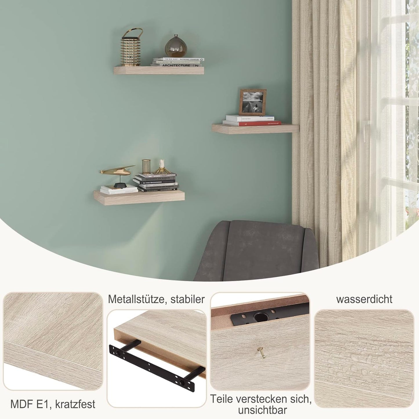 EUGAD 0083QJ étagère murale - étagère murale flottante - 40 cm - Chêne Sonoma - MDF