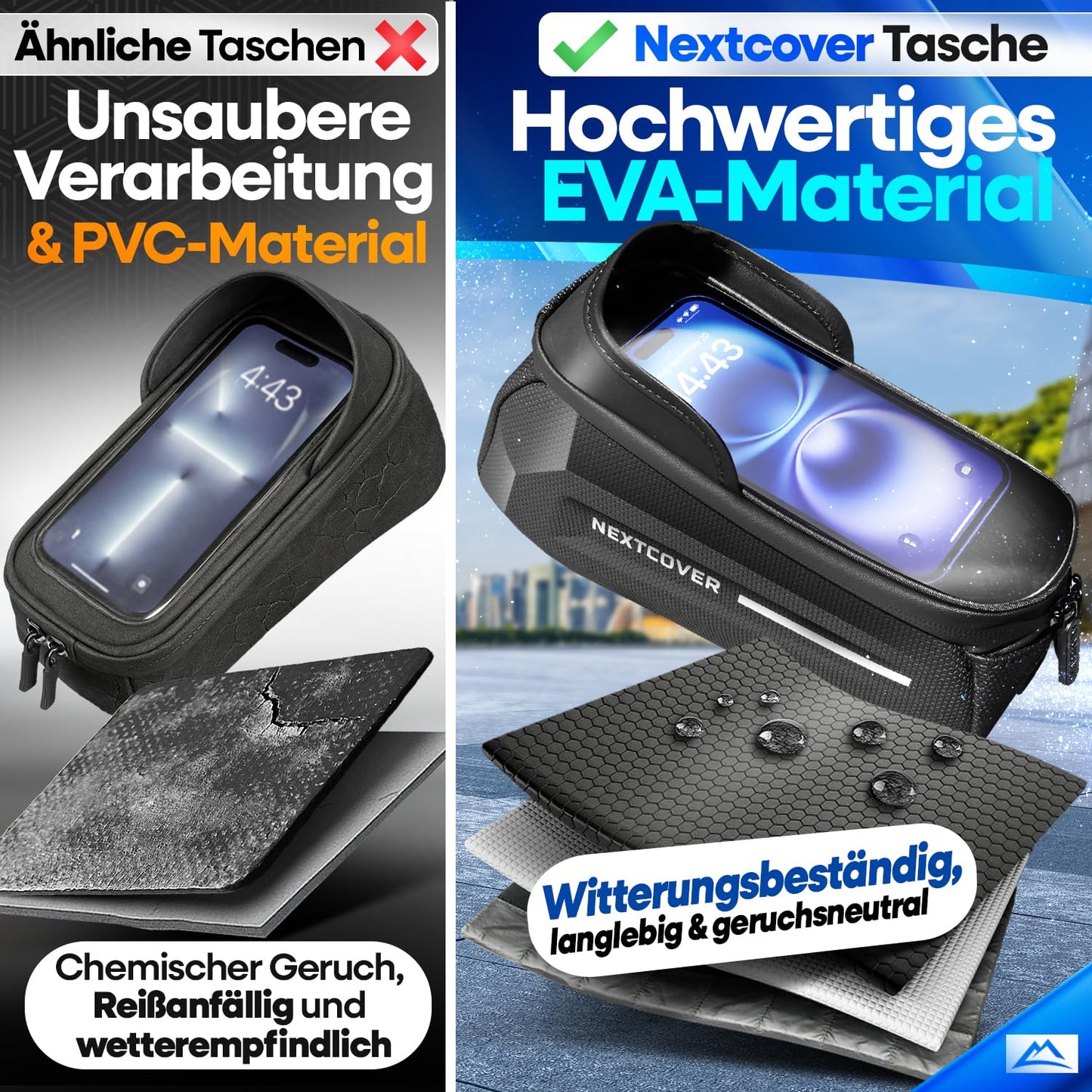 Nextcover® sacoche de cadre vélo - Poche téléphone avec écran tactile - Etanche