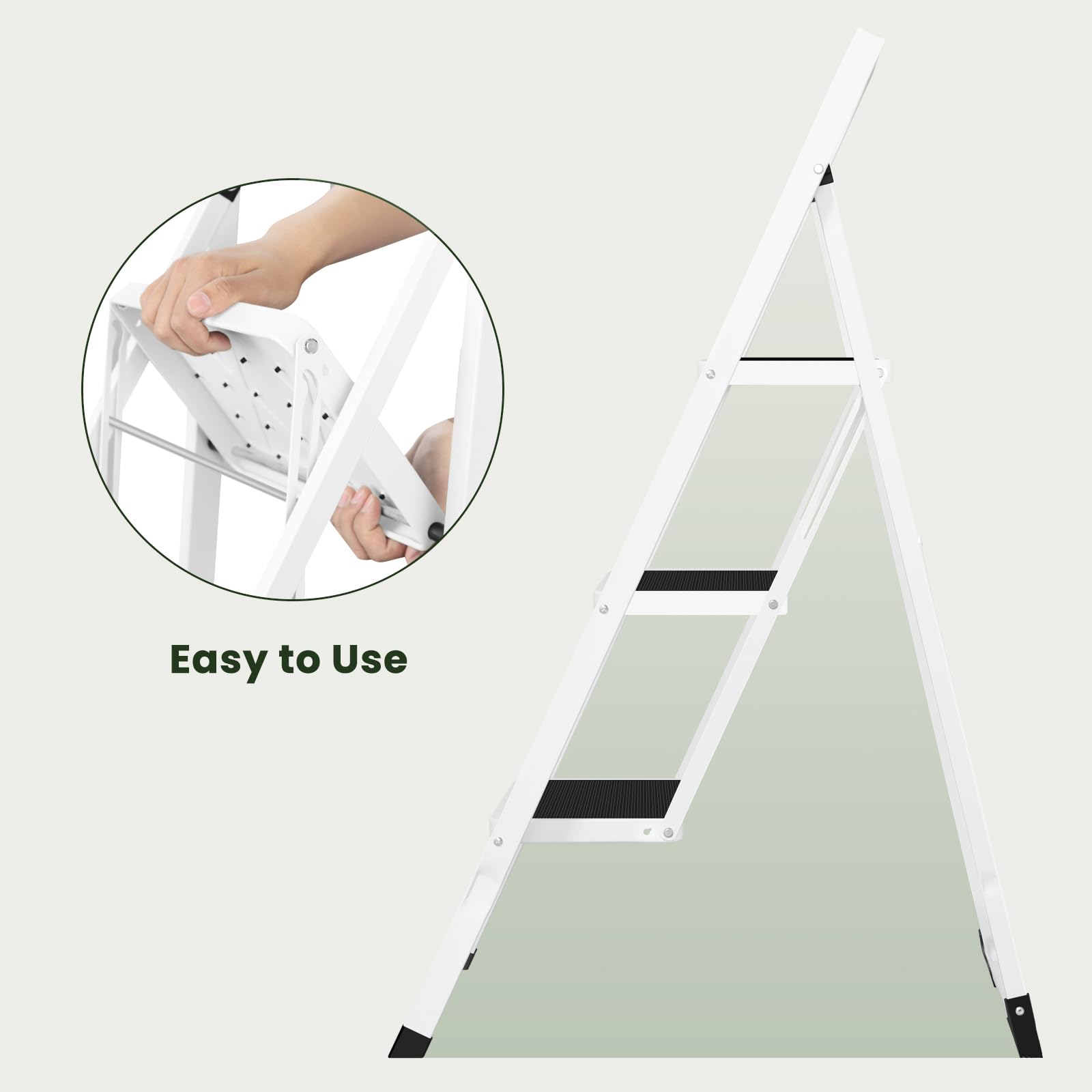 Escabeau Eugad - 3 marches - Charge max. 150 kg - 46 x 65 x 104 cm - Noir / Blanc