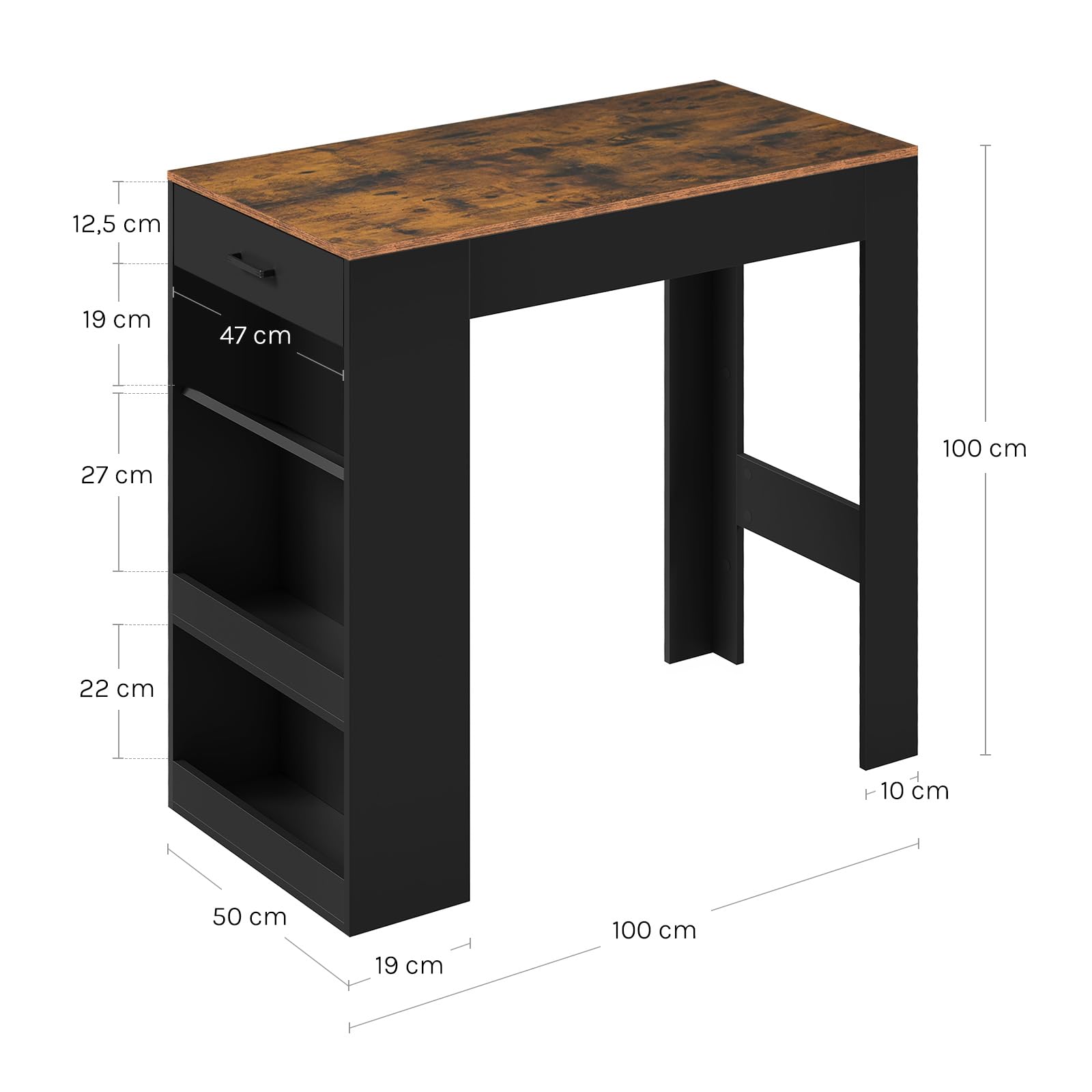 Bibliothèque WOLTU - meuble cube sur pied à 6 compartiments - brun rustique - 60 x 89 x 29 cm
