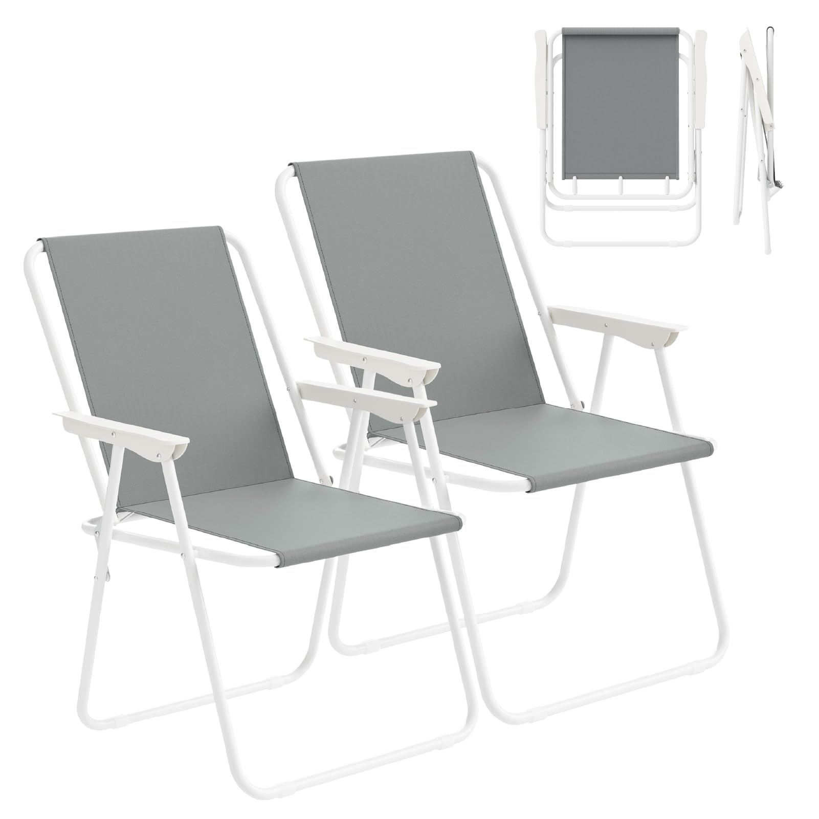 Lot de 2 chaises de camping WOLTU - chaises pliantes légères - tissu Oxford 600D - noir et gris foncé - charge max. 100 kg