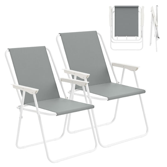 Lot de 2 chaises de camping WOLTU - chaises pliantes légères - tissu Oxford 600D - noir et gris foncé - charge max. 100 kg