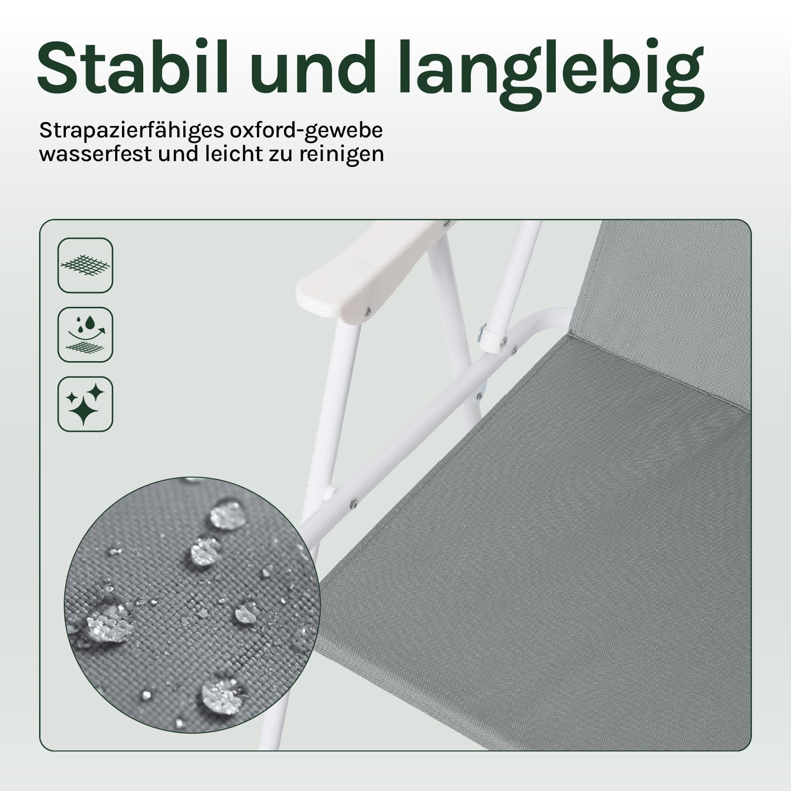 Lot de 2 chaises de camping WOLTU - chaises pliantes légères - tissu Oxford 600D - noir et gris foncé - charge max. 100 kg