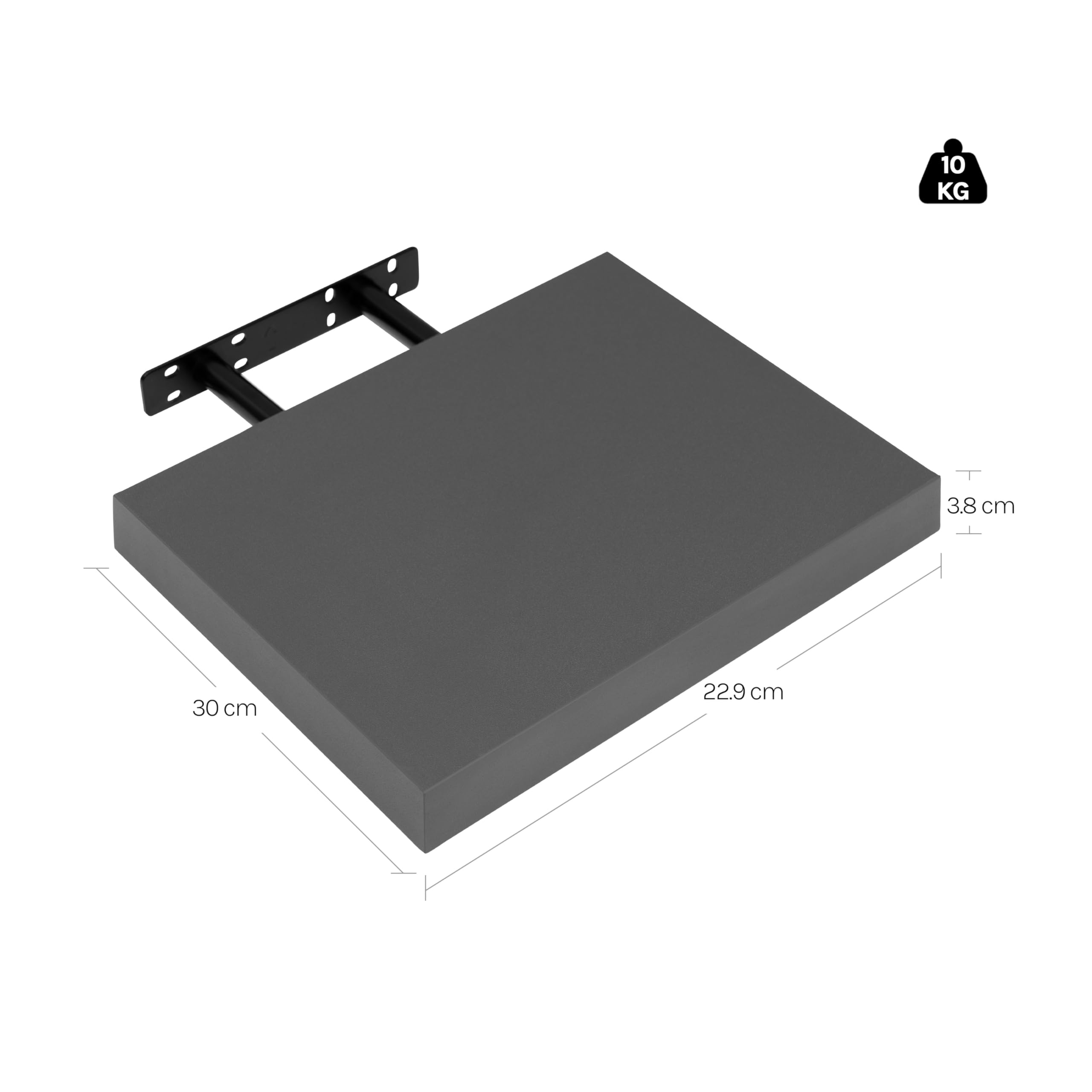 Étagère murale Woltu - 30 x 22,9 x 3,8 cm - MDF - 1 niveau - 10 kg - Gris