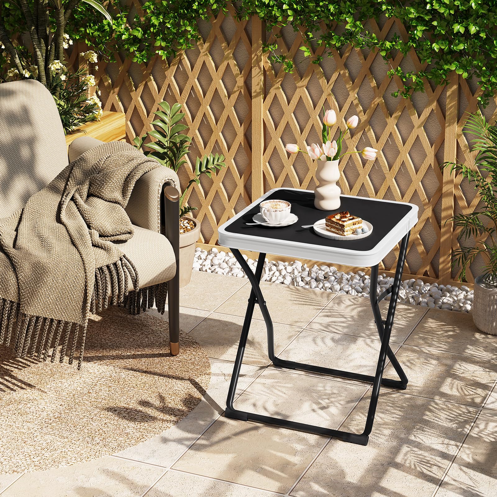 Table de camping Esituro - Pliable - Portable - Pour l'extérieur - 40,5 x 40,5 x 50 cm - Noir