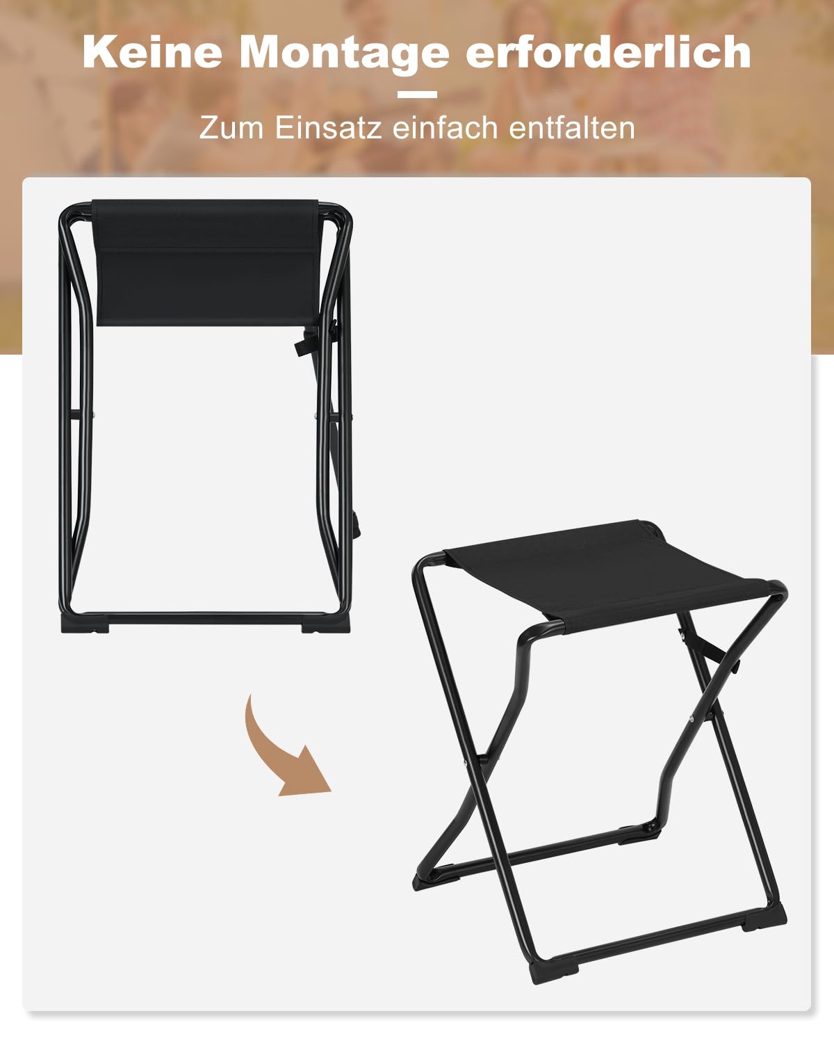 Table de camping Esituro - Pliable - Portable - Pour l'extérieur - 40,5 x 40,5 x 50 cm - Noir