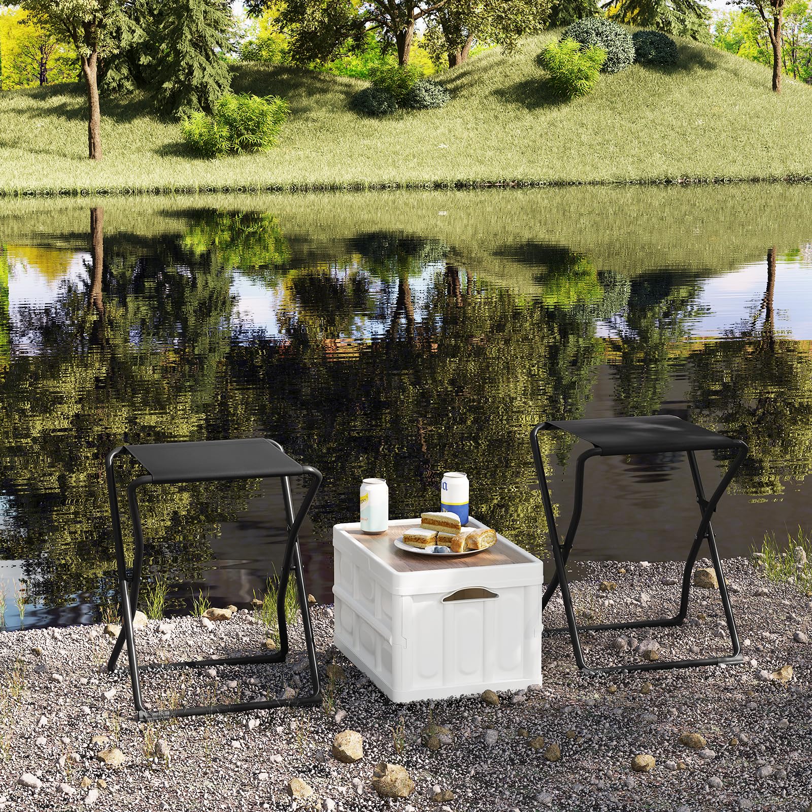 Table de camping Esituro - Pliable - Portable - Pour l'extérieur - 40,5 x 40,5 x 50 cm - Noir