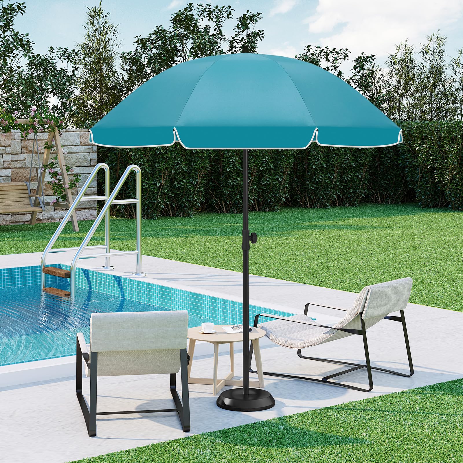 Parasol de balcon WOLTU - Rond 175 cm - Bleu - Inclinable à 45 degrés - Réglable en hauteur - Résistant aux UV et imperméable