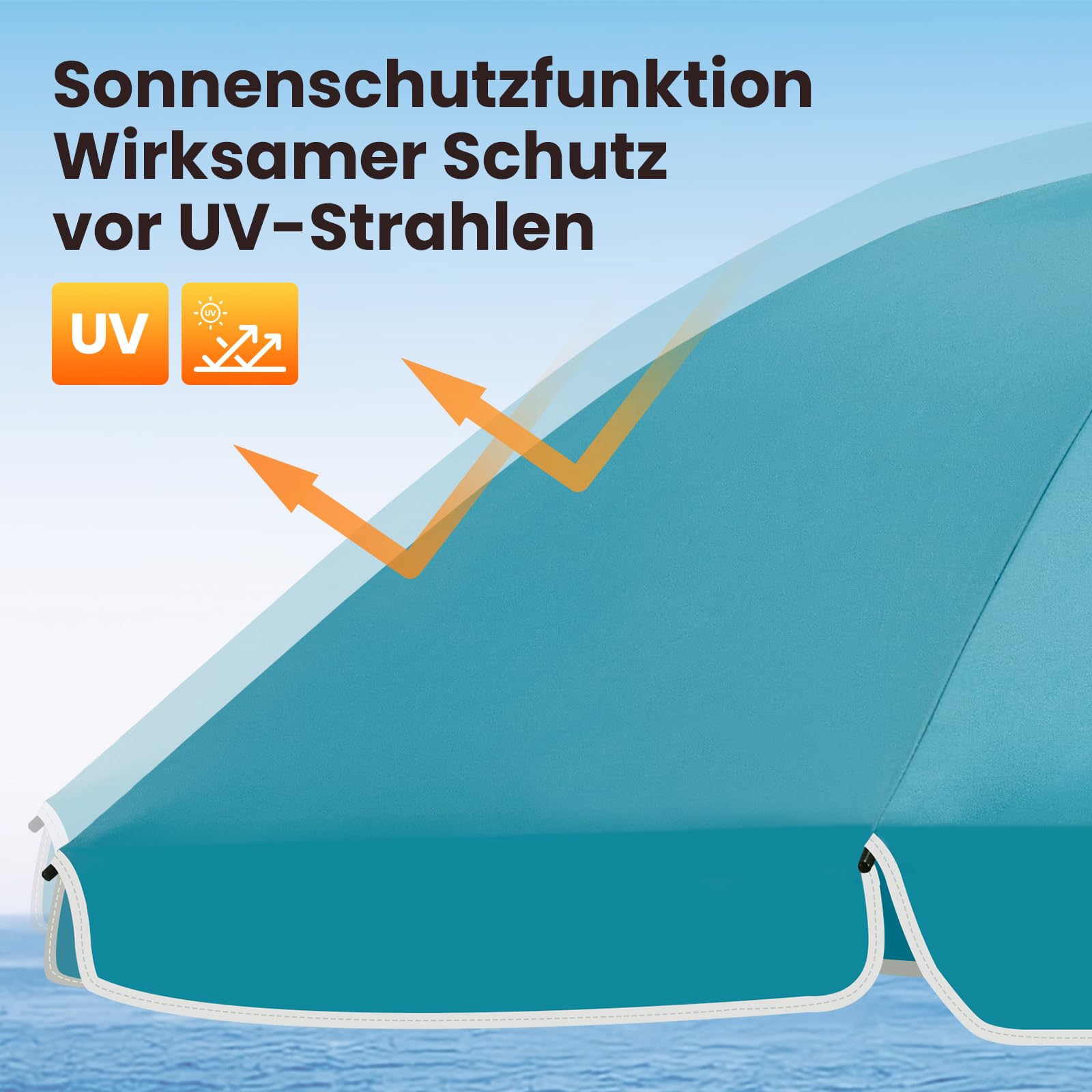 Parasol de balcon WOLTU - Rond 175 cm - Bleu - Inclinable à 45 degrés - Réglable en hauteur - Résistant aux UV et imperméable