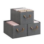 Lot de 3 bacs de rangement WOLTU - tissu polyester - pliables avec poignées - gris - 37,5 x 20 x 26 cm