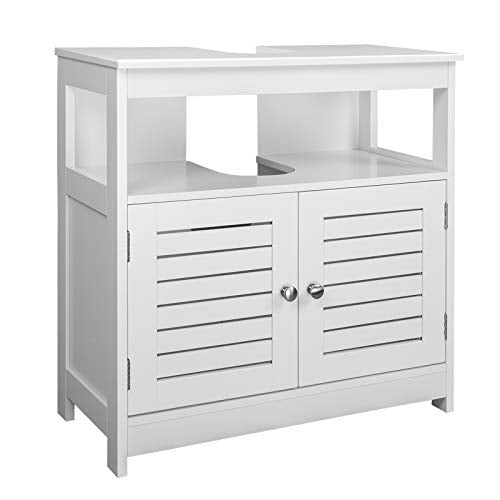 eSituro SBP0023 meuble sous-lavabo - 2 portes - MDF blanc - 60 x 60 x 30 cm - style rustique