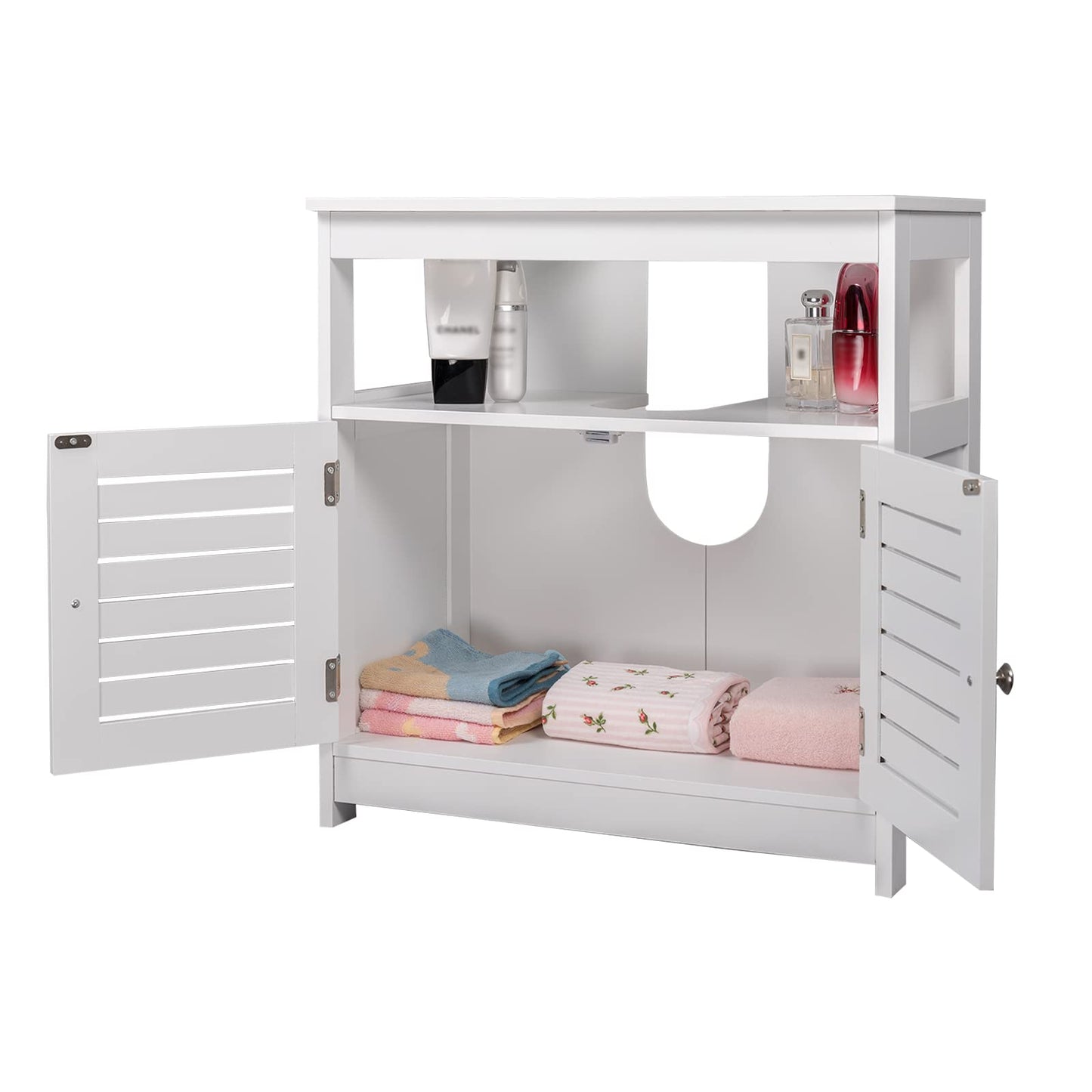 eSituro SBP0023 meuble sous-lavabo - 2 portes - MDF blanc - 60 x 60 x 30 cm - style rustique