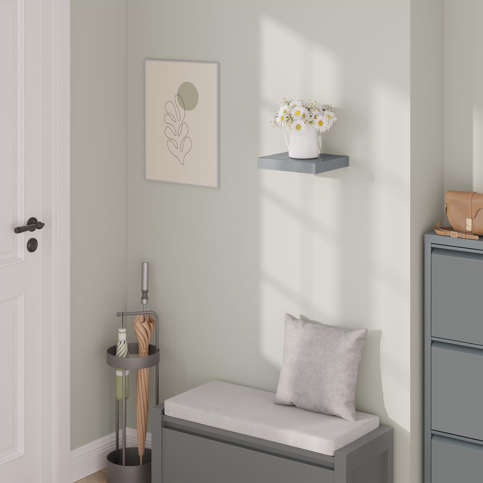 Étagère murale suspendue WOLTU - étagère murale - gris brillant - MDF - 25 x 22,9 x 3,8 cm
