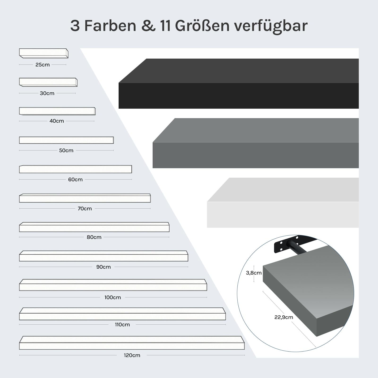 Étagère murale suspendue WOLTU - étagère murale - gris brillant - MDF - 25 x 22,9 x 3,8 cm