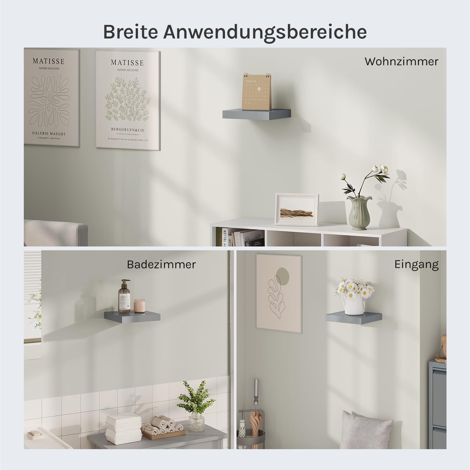 Étagère murale suspendue WOLTU - étagère murale - gris brillant - MDF - 25 x 22,9 x 3,8 cm