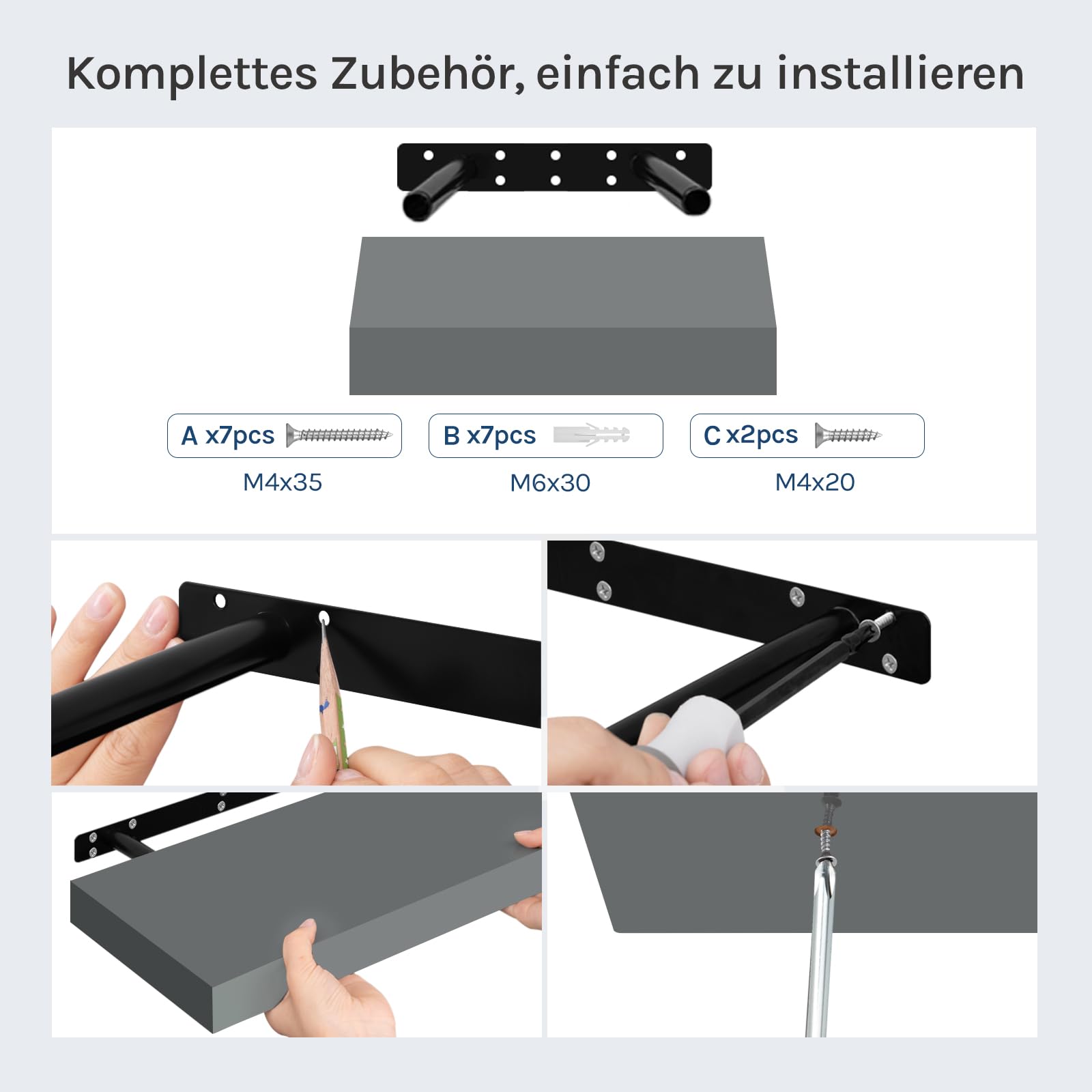Étagère murale suspendue WOLTU - étagère murale - gris brillant - MDF - 25 x 22,9 x 3,8 cm
