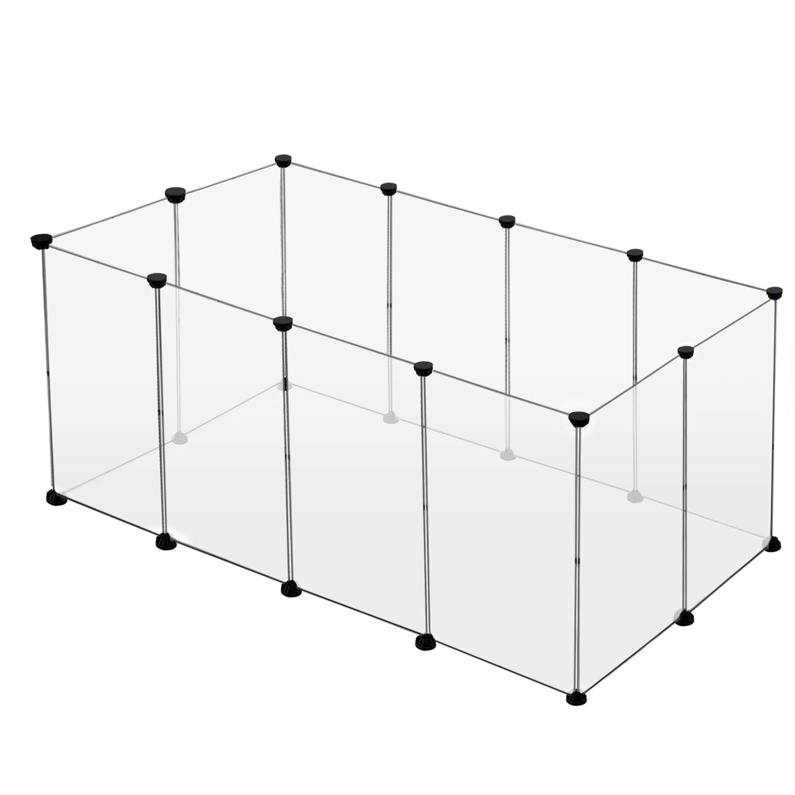 EUGAD Enclos transparent pour animaux de compagnie 200 x 100 x 70 cm - Clôture modulaire extensible en plastique pour lapins et cochons d'Inde