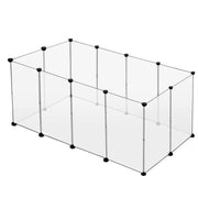 EUGAD Enclos transparent pour animaux de compagnie 200 x 100 x 70 cm - Clôture modulaire extensible en plastique pour lapins et cochons d'Inde