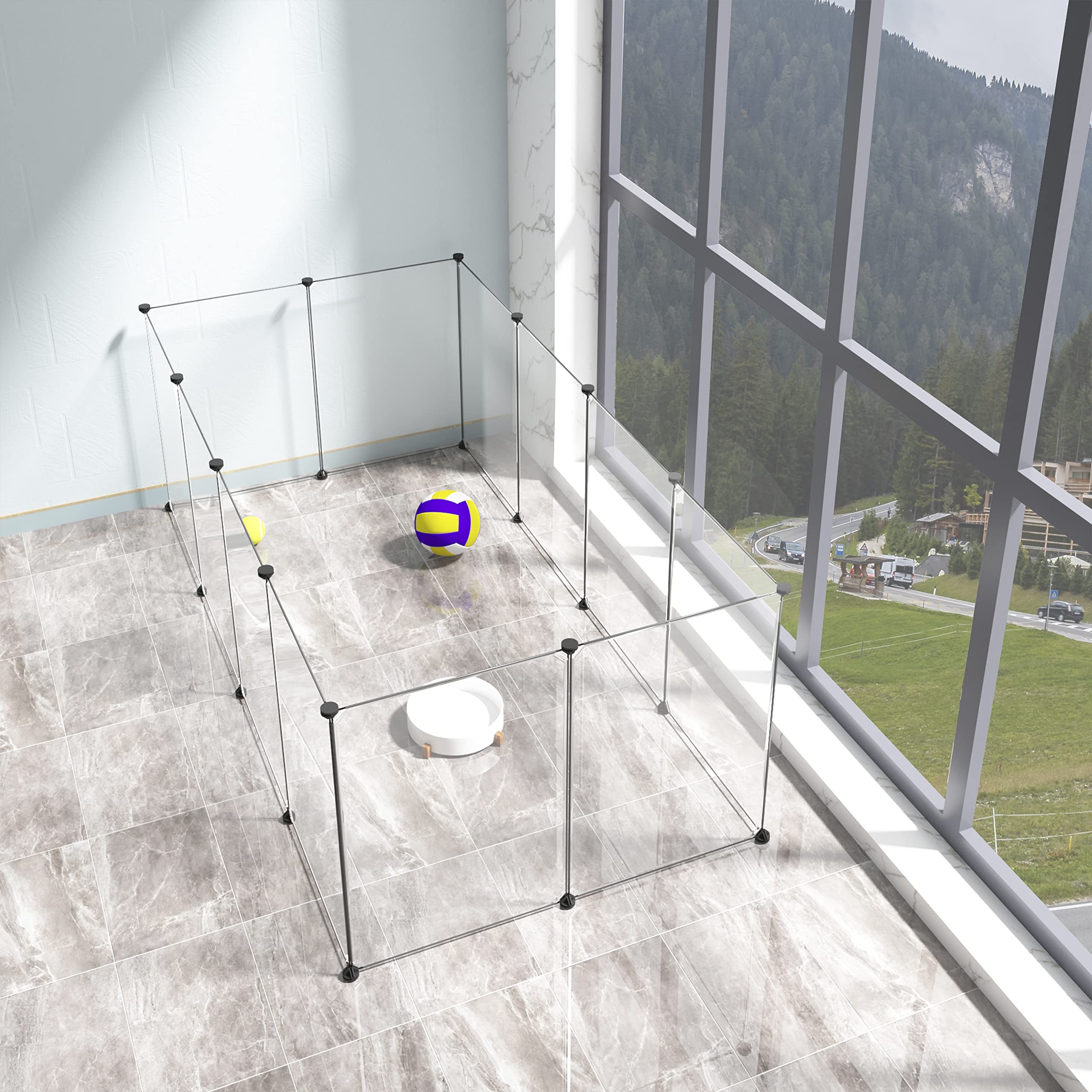 EUGAD Enclos transparent pour animaux de compagnie 200 x 100 x 70 cm - Clôture modulaire extensible en plastique pour lapins et cochons d'Inde