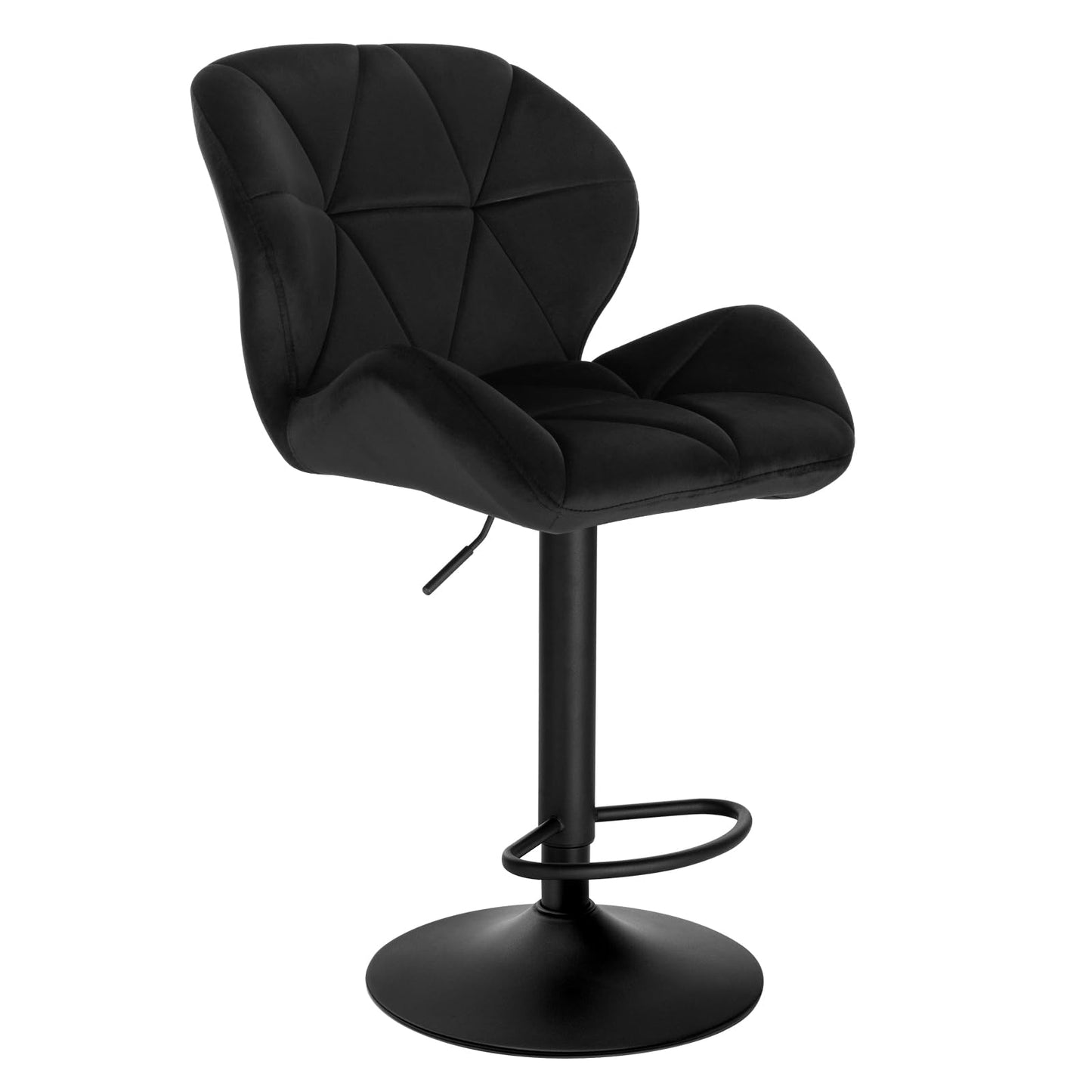 Tabouret Woltu - Dossier - Réglable - Pivotant - Velours - Métal - Noir