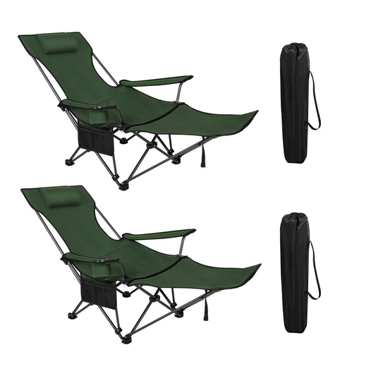 Chaise de camping Woltu - Lot de 2 - Pliable - Repose-pieds - Oxford 600D - Bleu