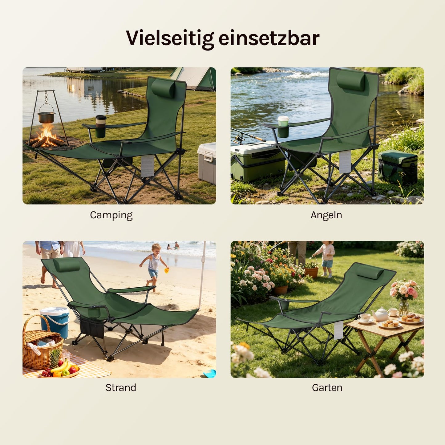 Chaise de camping Woltu - Lot de 2 - Pliable - Repose-pieds - Oxford 600D - Bleu