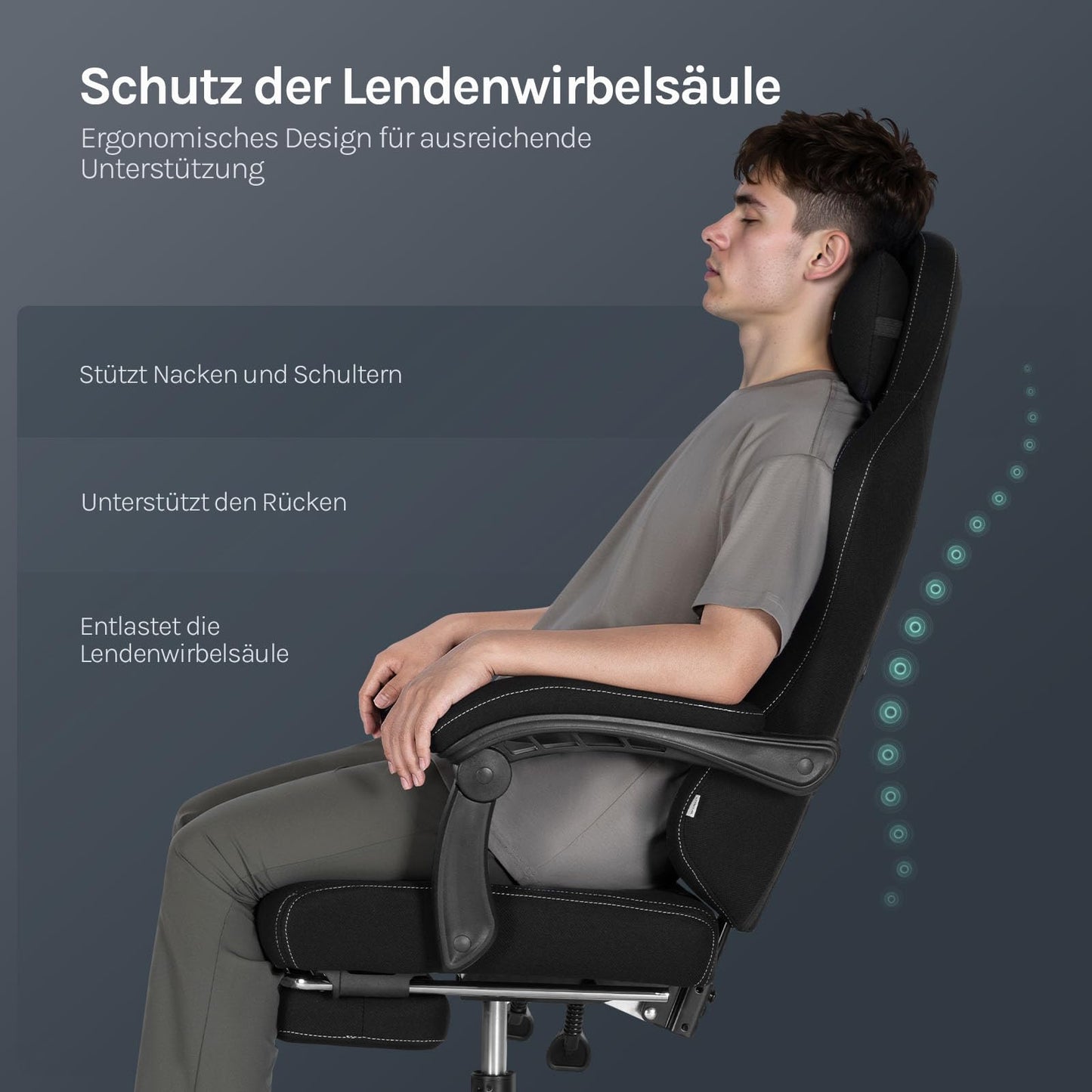 Fauteuil gaming Woltu - Ergonomique - Fonction massage - Repose-pieds - 150 kg - Noir/Blanc