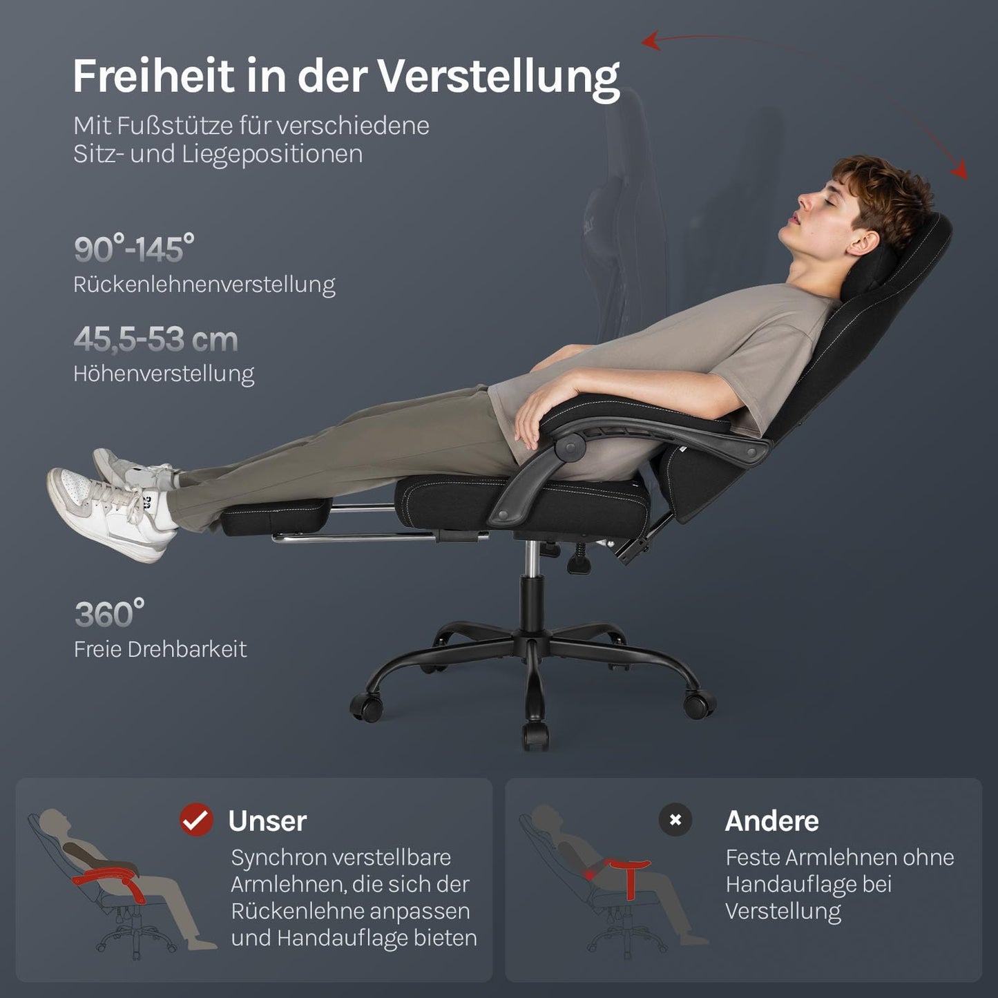 Fauteuil gaming Woltu - Ergonomique - Fonction massage - Repose-pieds - 150 kg - Noir/Blanc