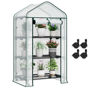 Serre en plastique Woltu - Sur roulettes - 3 étagères - 70 x 50 x 131 cm - Blanc semi-transparent