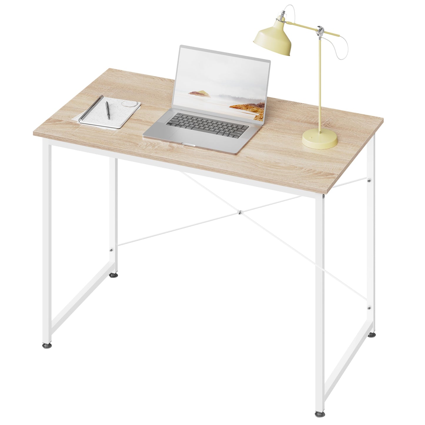 Bureau d'ordinateur Woltu - 100 x 75 x 50 cm - Bois E1 - Structure métallique - Chêne clair