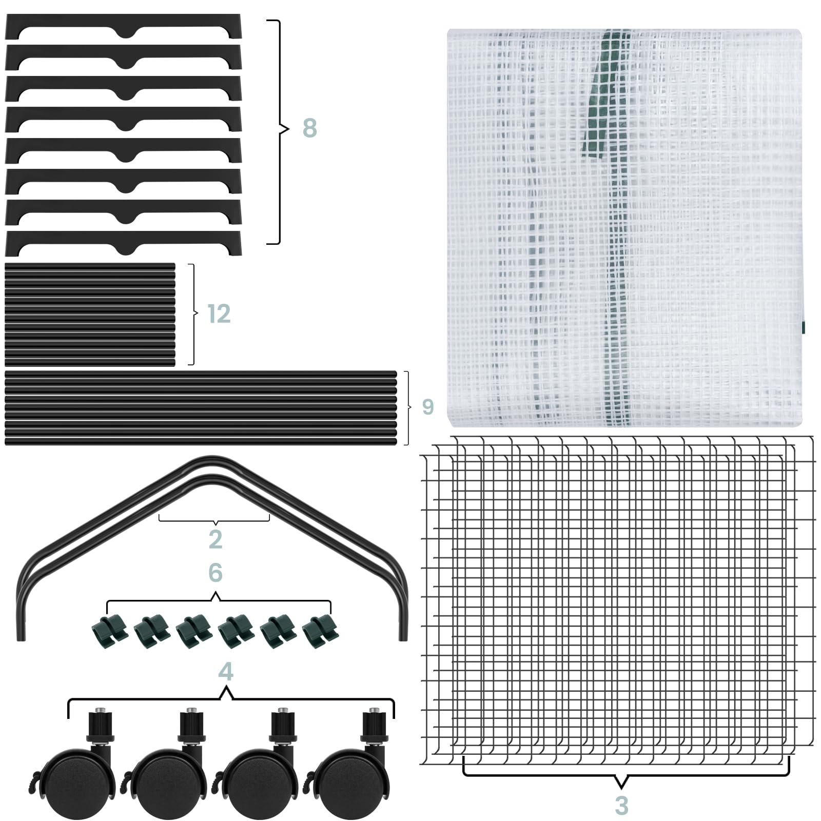 Serre en plastique Woltu - Sur roulettes - 3 étagères - 70 x 50 x 131 cm - Blanc semi-transparent