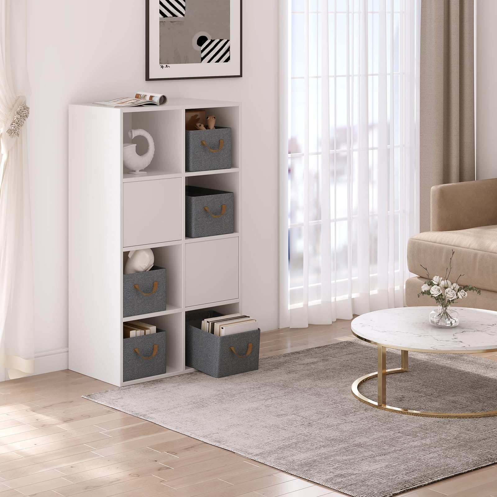 Boîtes de rangement Woltu - Lot de 5 - Poignées - Pliables - 47 x 20 x 28 cm - Gris