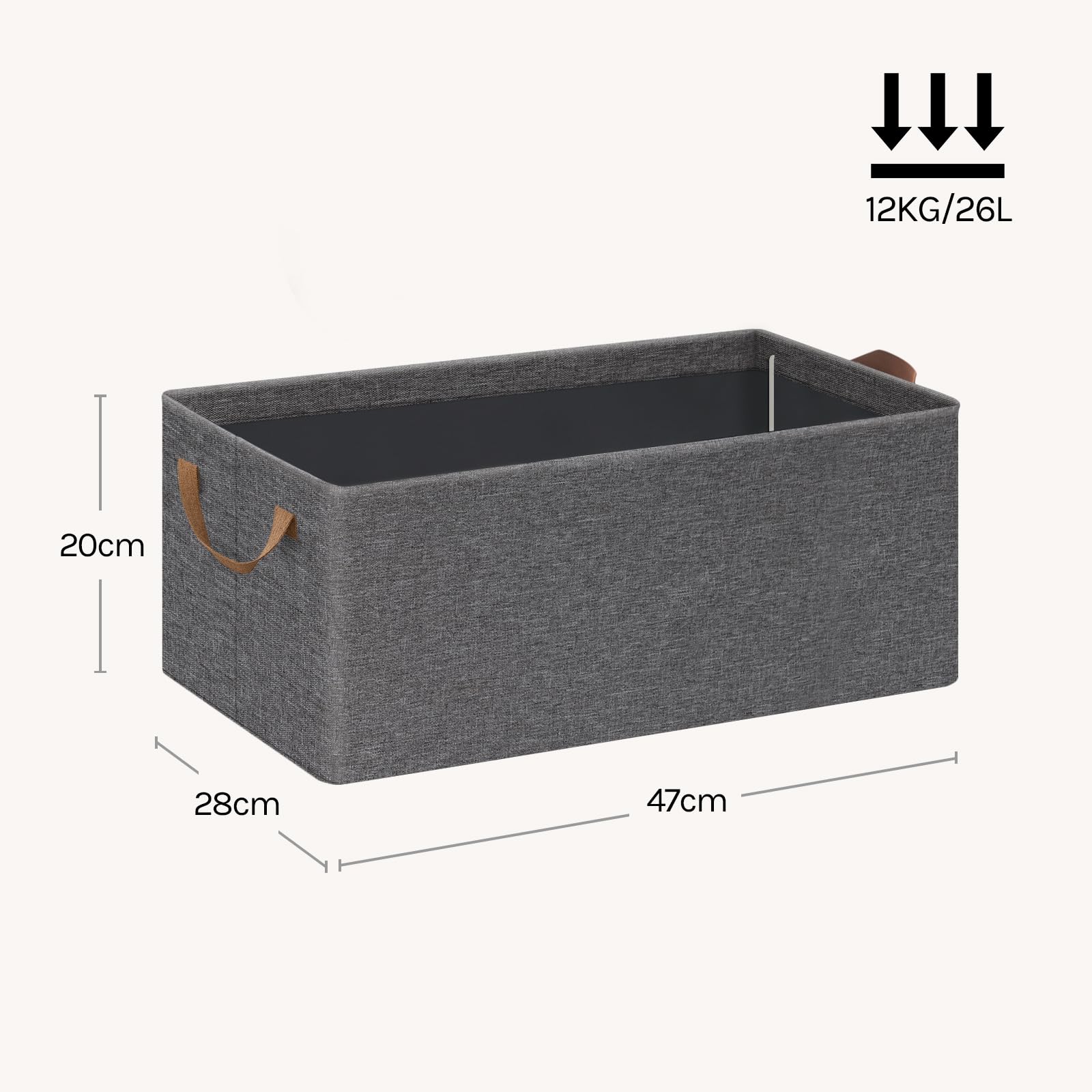 Boîtes de rangement Woltu - Lot de 5 - Poignées - Pliables - 47 x 20 x 28 cm - Gris