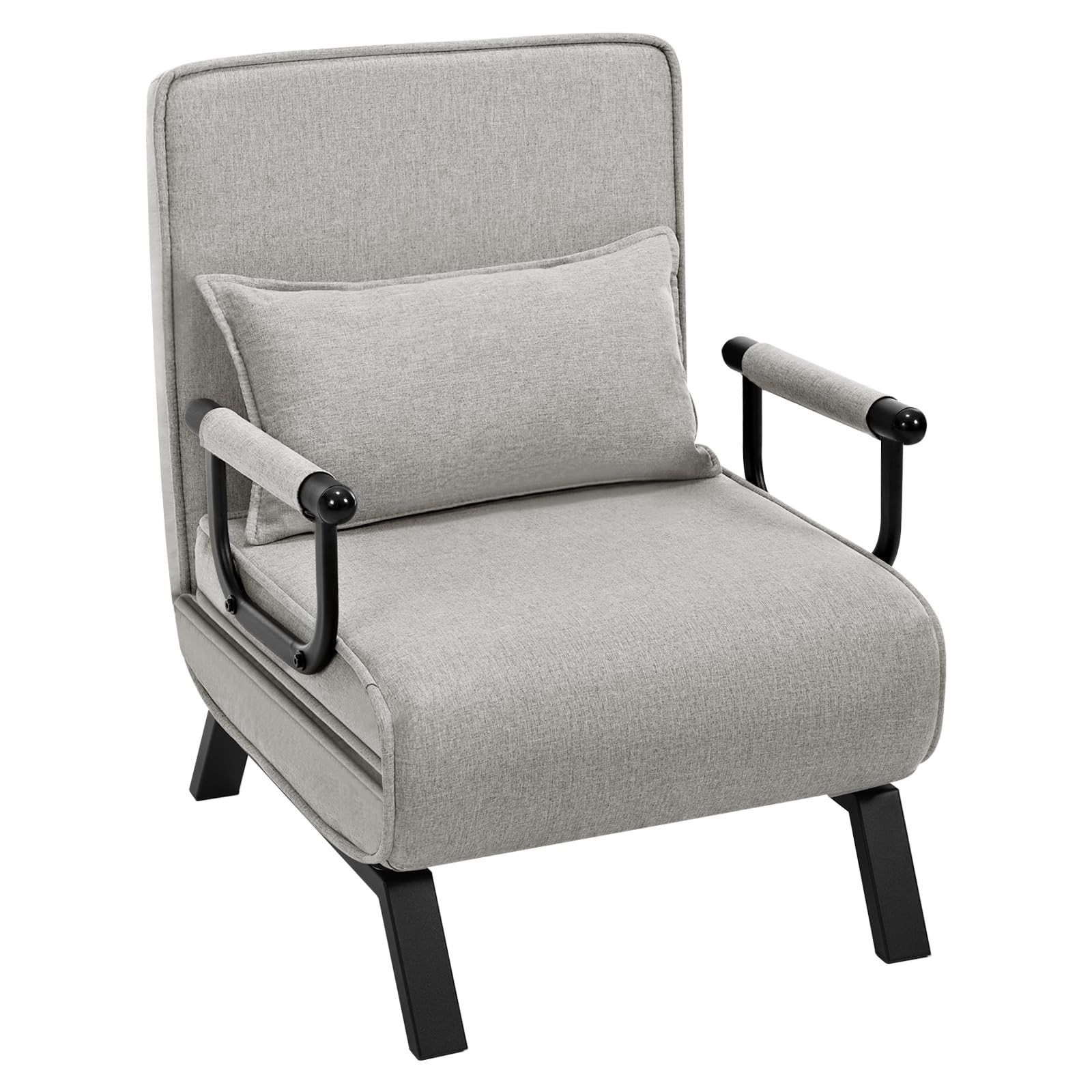 Fauteuil-lit Woltu - 3 en 1 - Dossier réglable - Lin - 65 x 78 x 75 cm - Gris clair