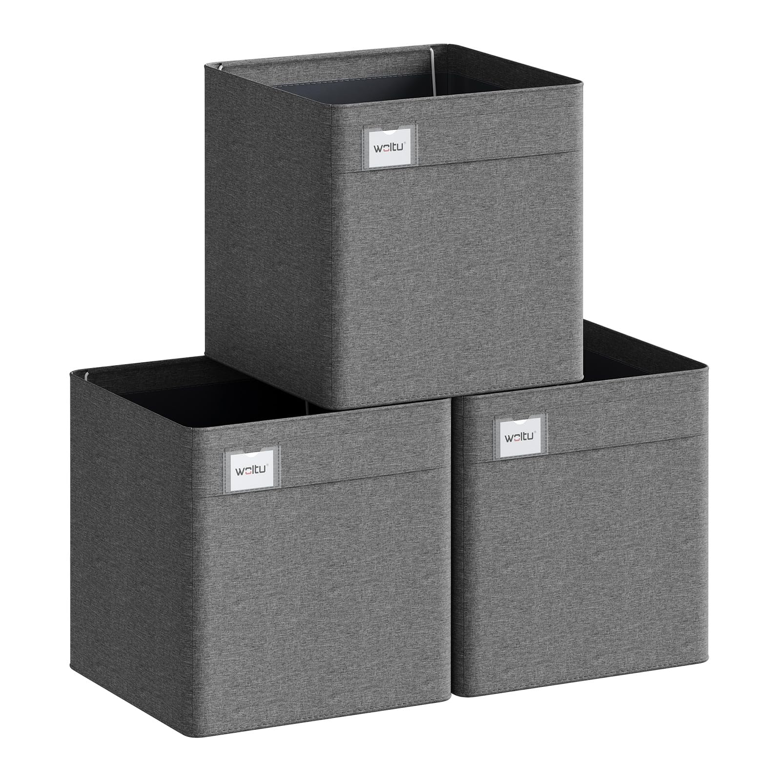 Boîtes de rangement Woltu - Lot de 3 - 29 x 29 x 29 cm - Pliables - Gris foncé