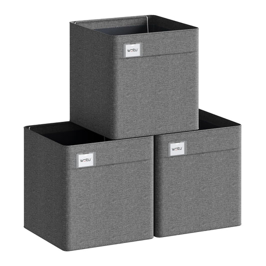 Boîtes de rangement Woltu - Lot de 3 - 29 x 29 x 29 cm - Pliables - Gris foncé