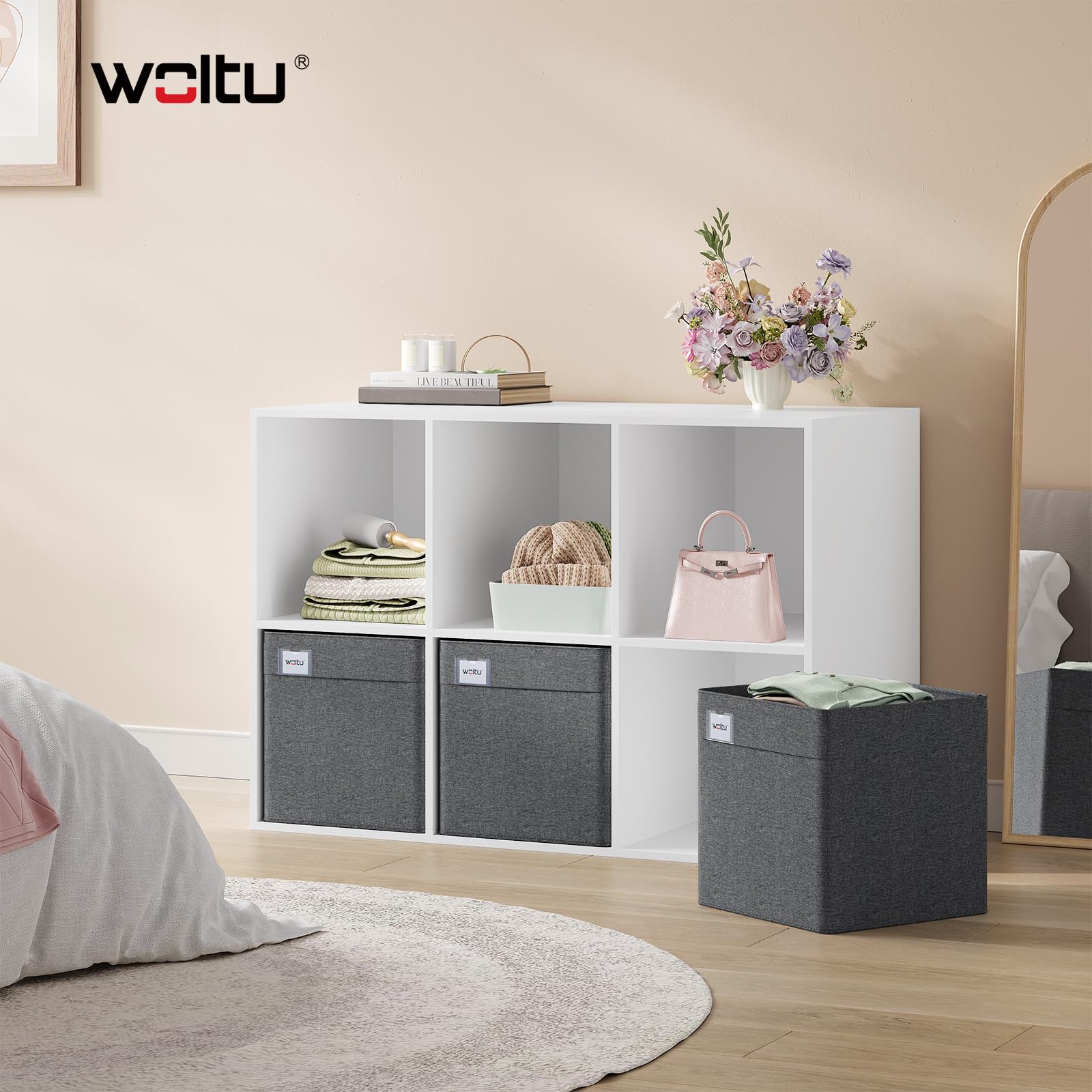 Boîtes de rangement Woltu - Lot de 3 - 29 x 29 x 29 cm - Pliables - Gris foncé