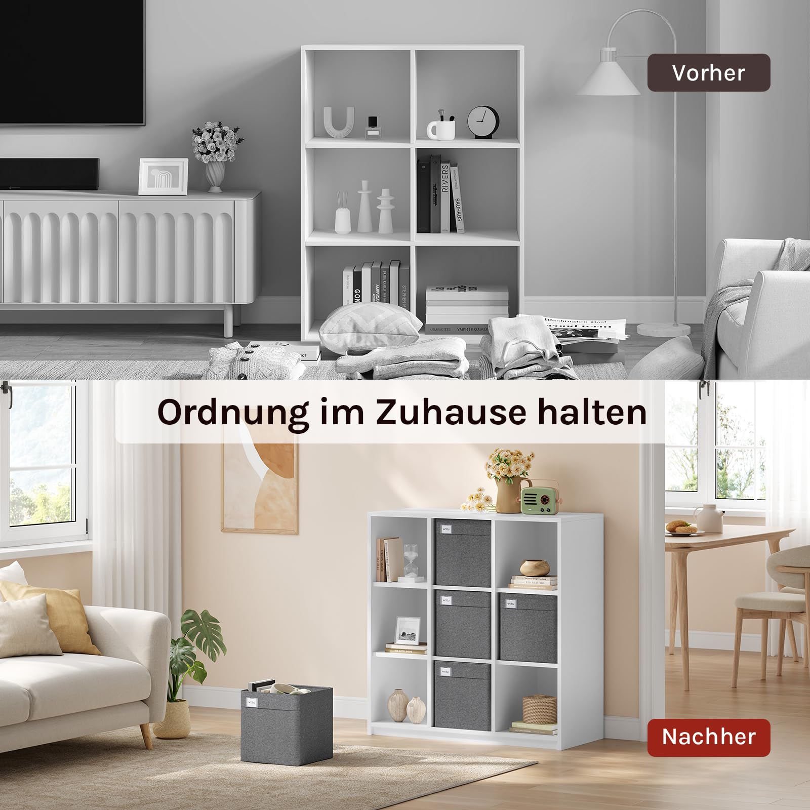 Boîtes de rangement Woltu - Lot de 3 - 29 x 29 x 29 cm - Pliables - Gris foncé