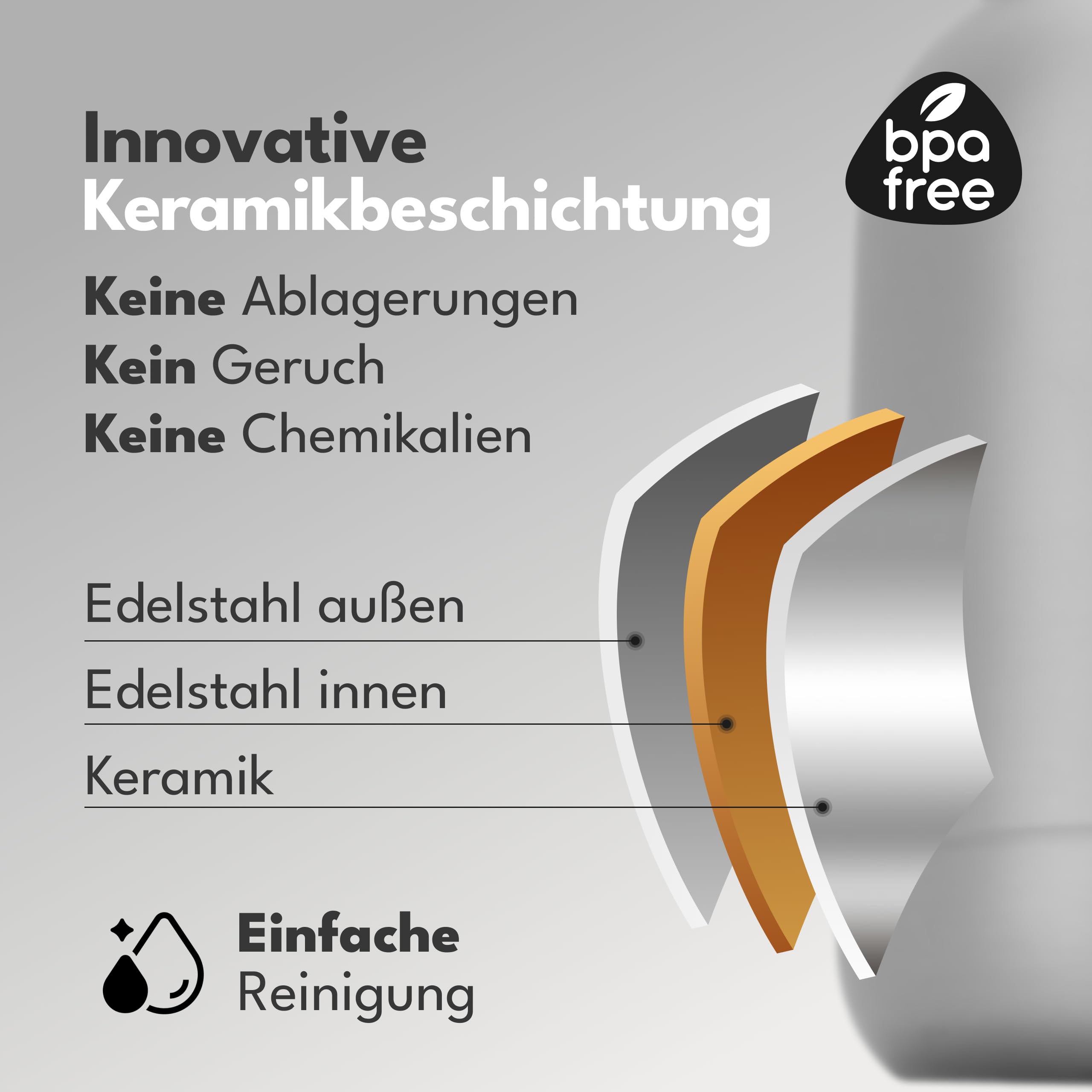 Thermos Lebenlang - 1,5 l - Filtre à thé - 24 heures - Noir