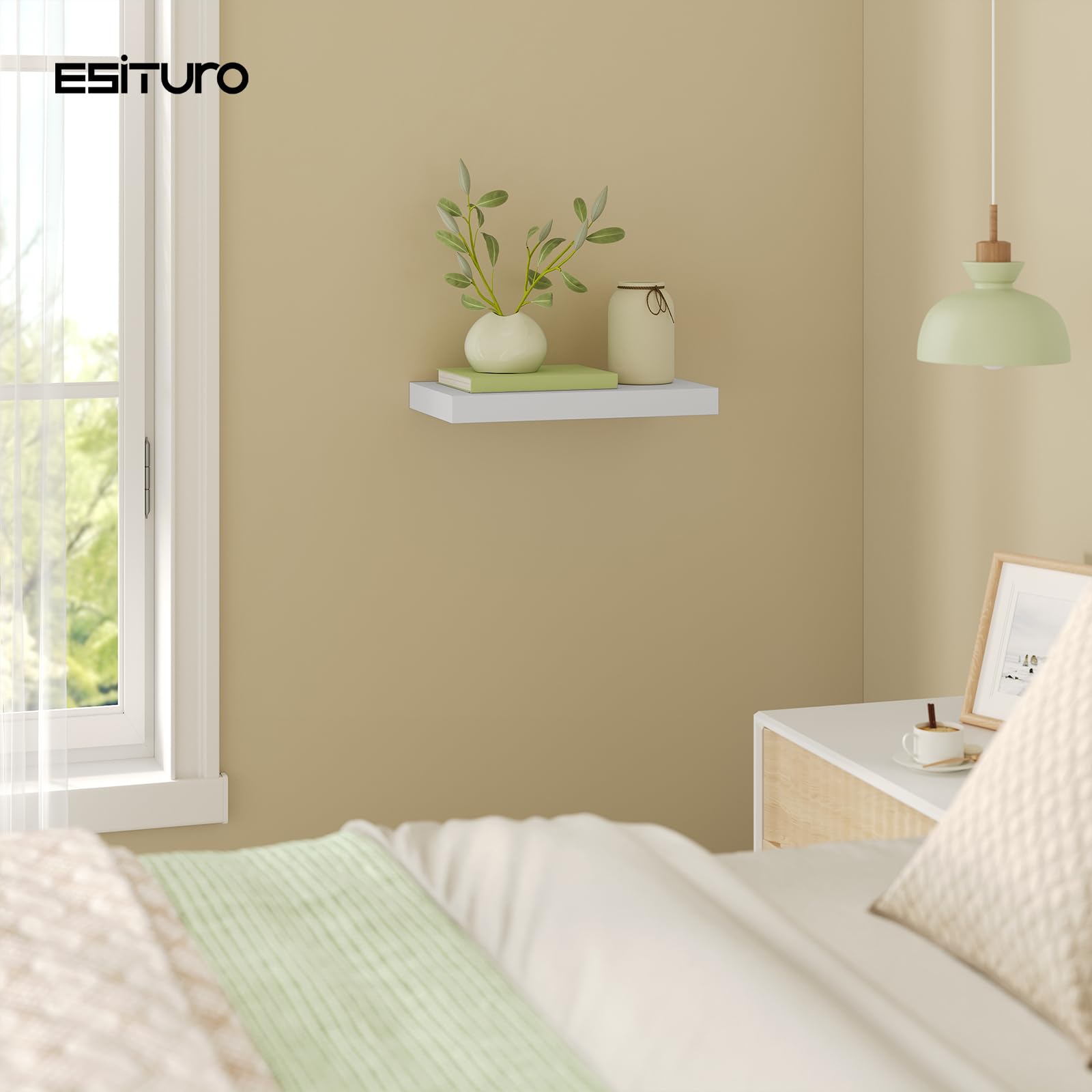 Étagère murale Esituro - 30 x 3,8 x 22,9 cm - Suspendue - MDF - Blanc