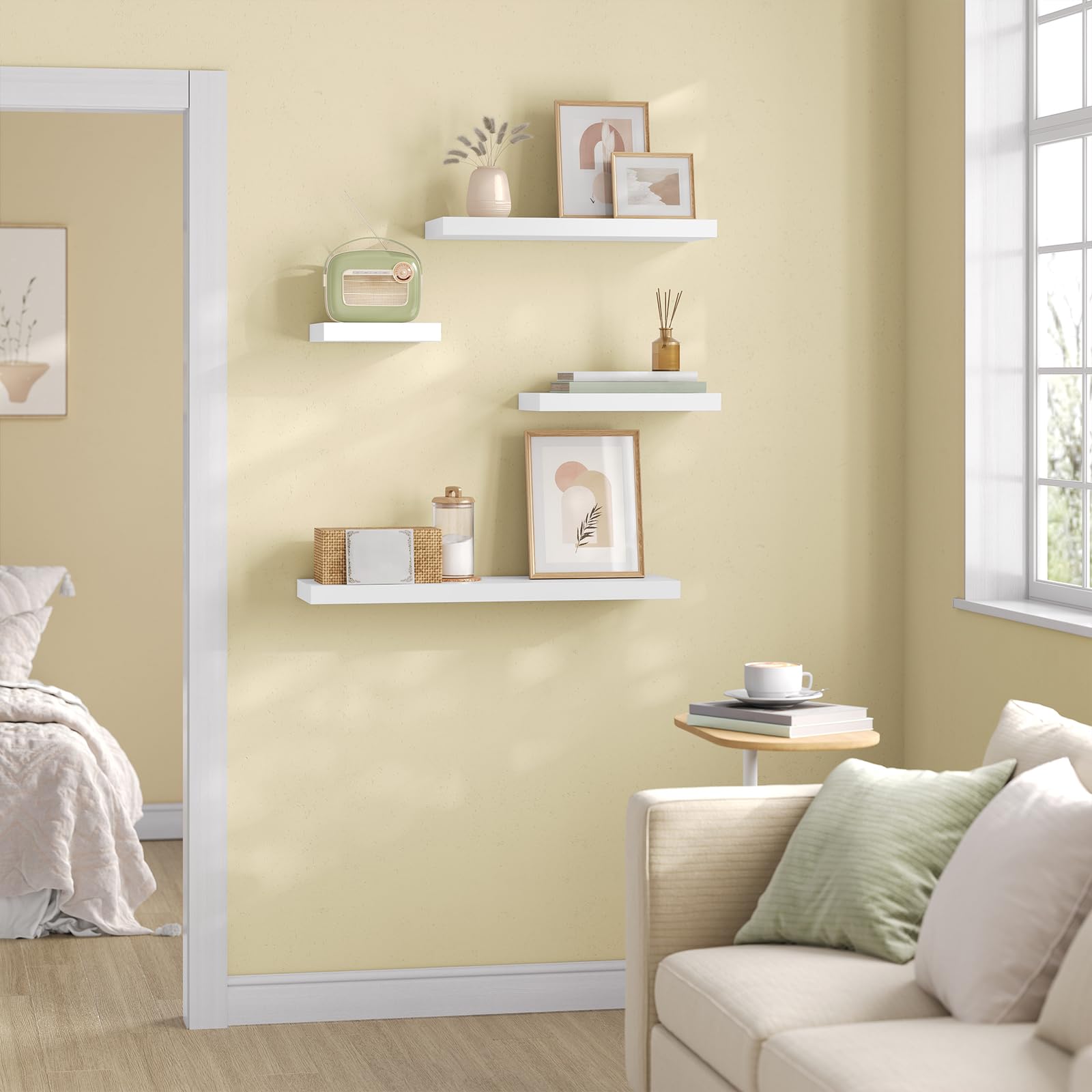 Étagère murale Esituro - 30 x 3,8 x 22,9 cm - Suspendue - MDF - Blanc