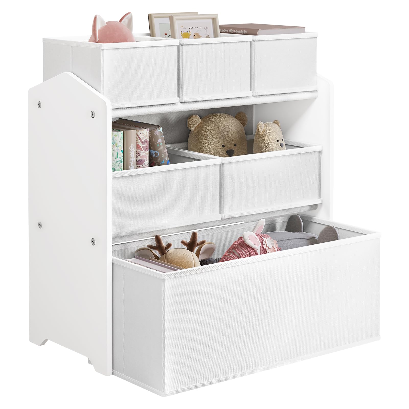 Meuble de rangement pour enfants Lestarain - 63 x 60 x 30 cm - 9 bacs - Blanc/Gris