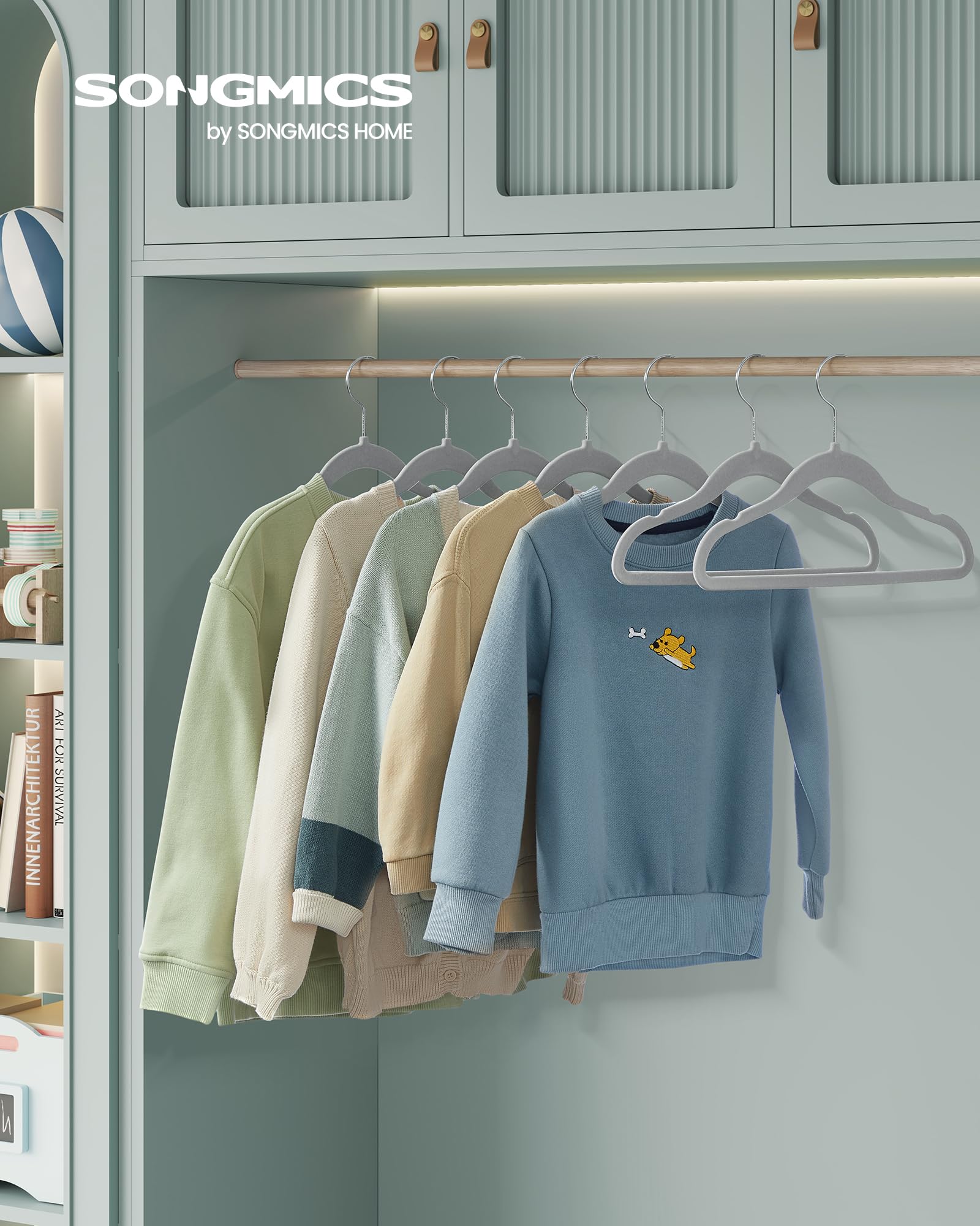 Cintres pour vêtements d'enfants Songmics - 30 pièces - Velours - Antidérapants - Gris tourterelle