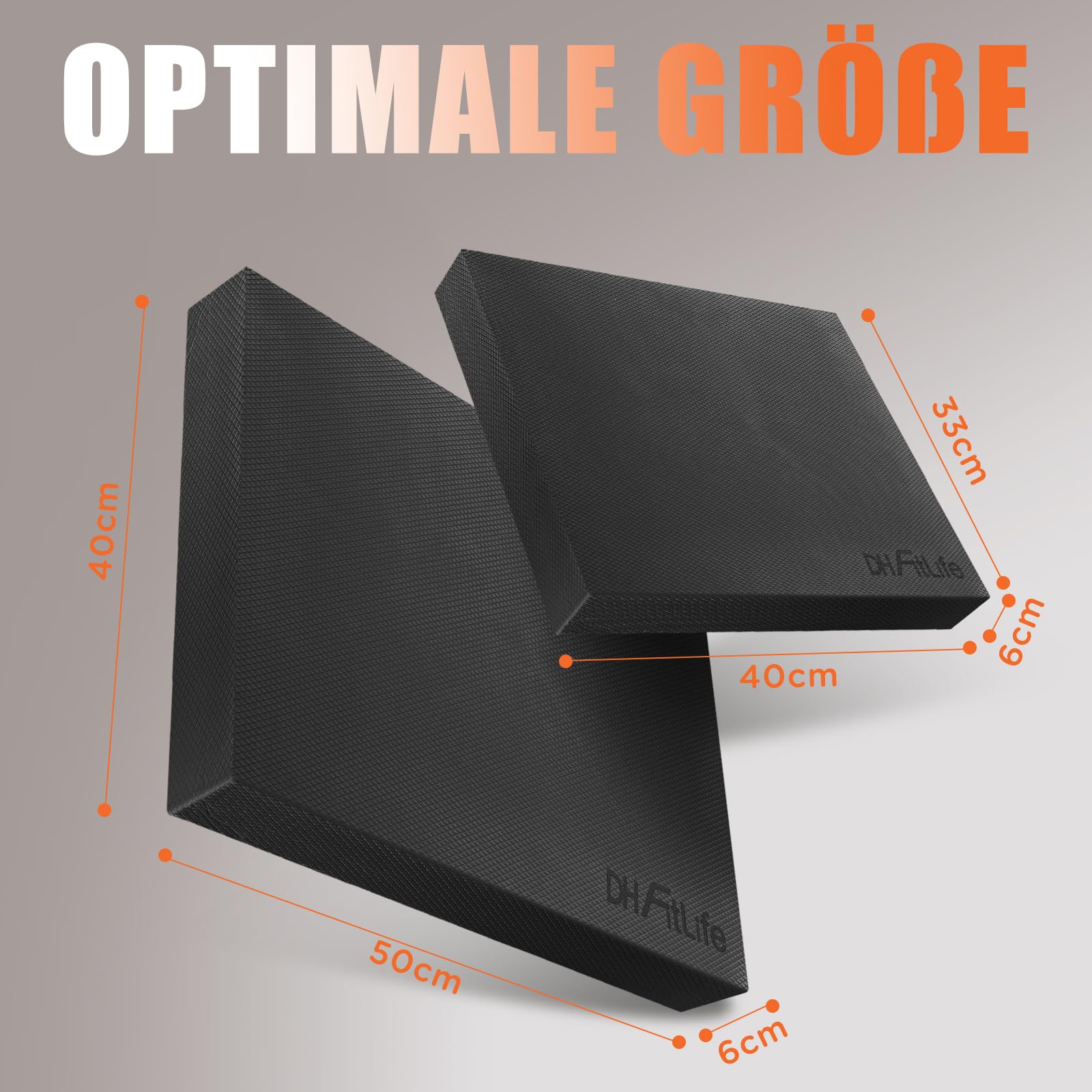 Coussin d'équilibre DH FitLife - XXL - Mousse à mémoire de forme - Noir
