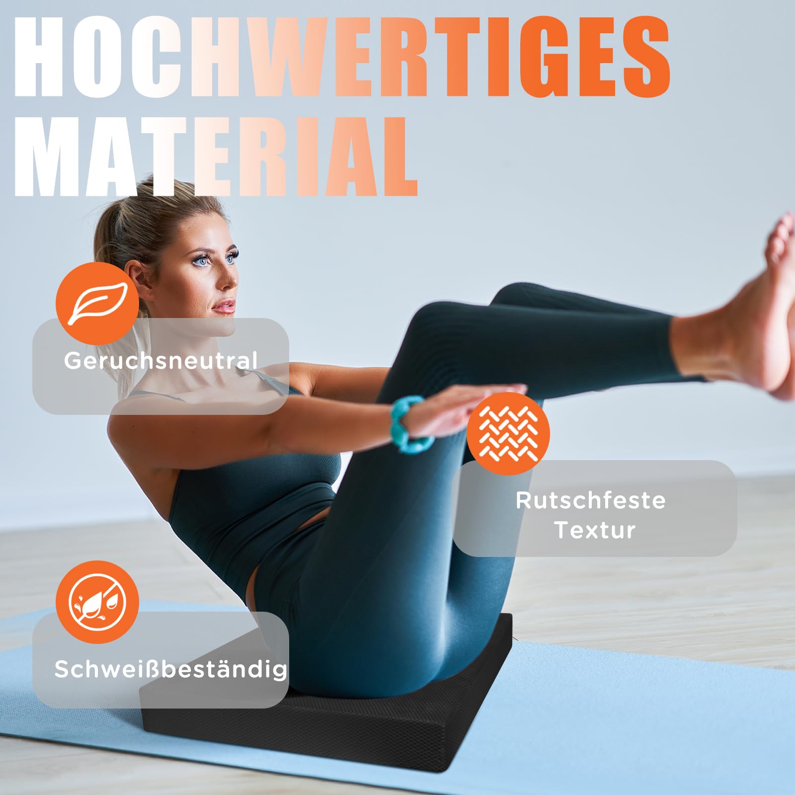 Coussin d'équilibre DH FitLife - XXL - Mousse à mémoire de forme - Noir