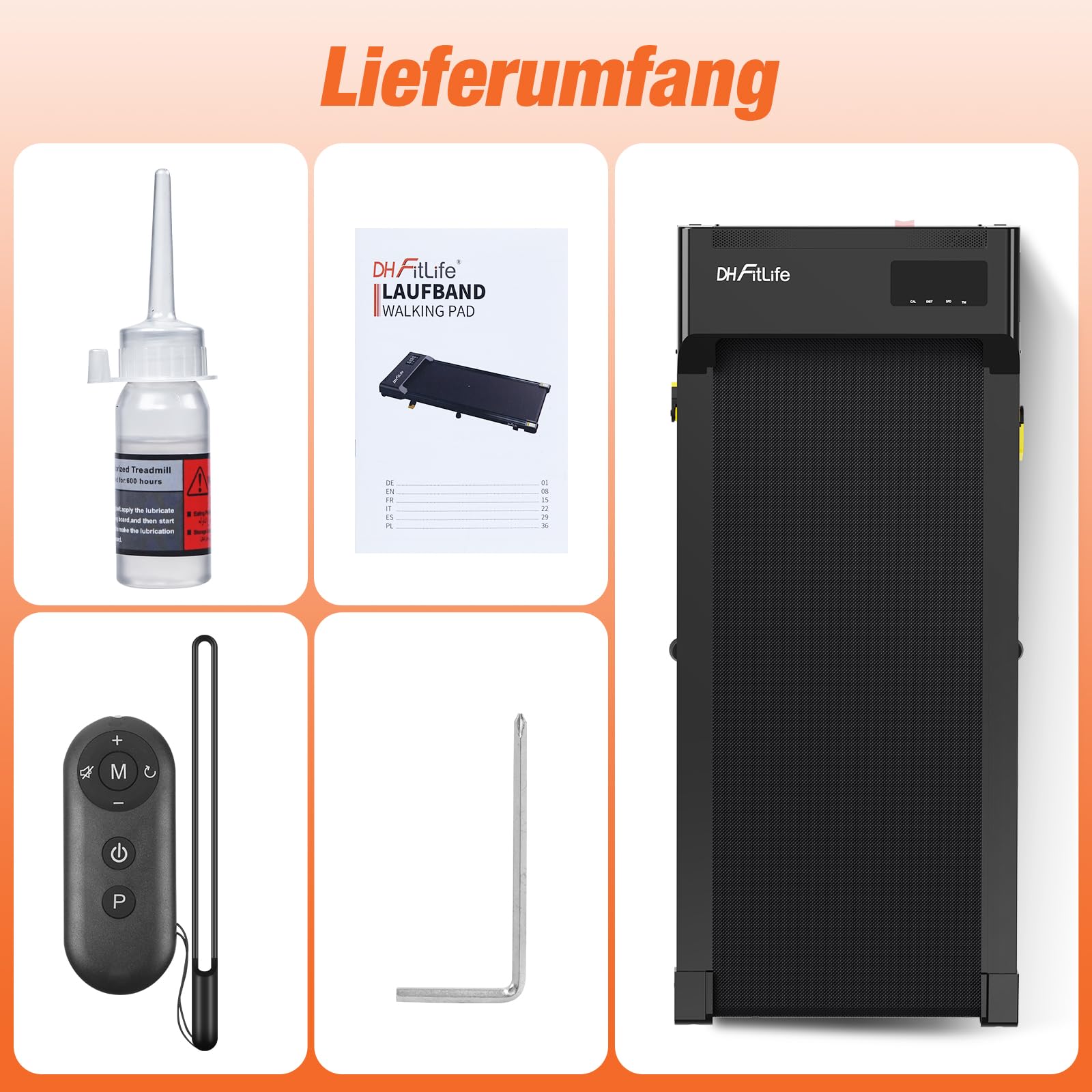 DH FitLife Walking Pad - 2026 - 1 à 6 km/h - Inclinaison de 0 à 6 % - Commande via application